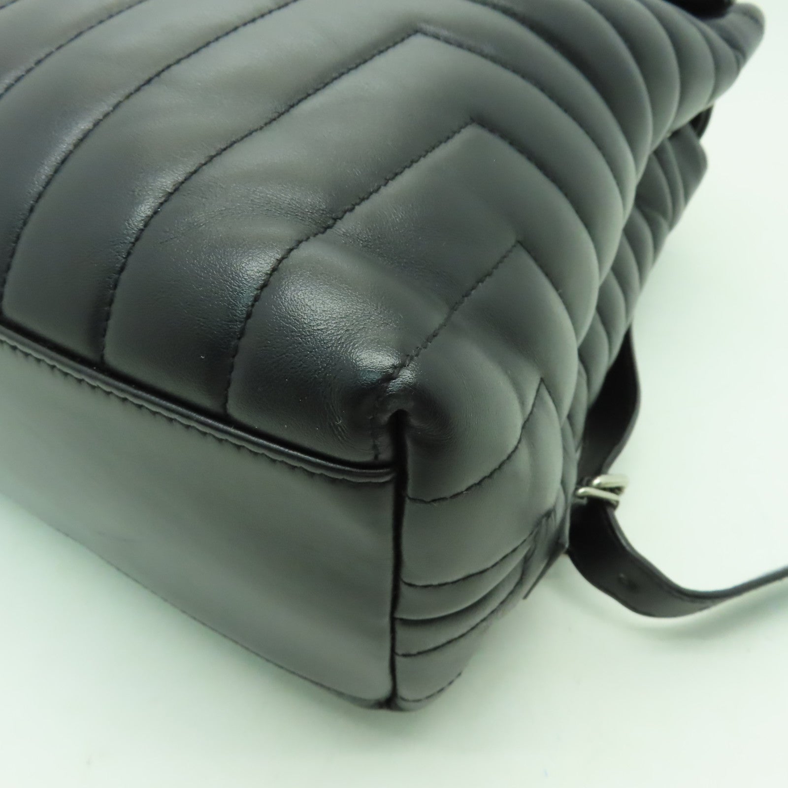 SAINT LAURENT 牛皮皮革Backpack銀扣背包黑色