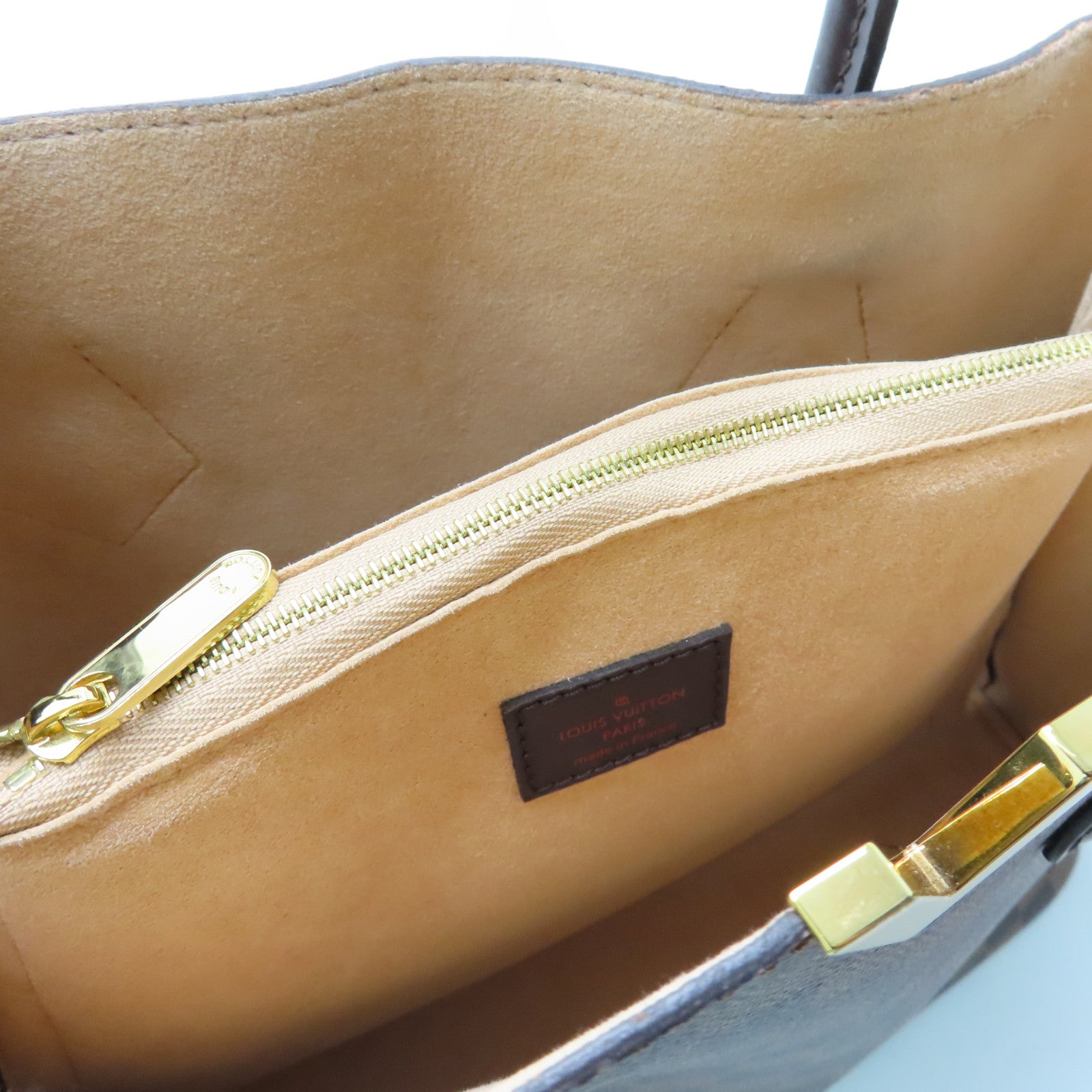LOUIS VUITTON Damier Kensington gold buckle shoulder shoulder bag brown