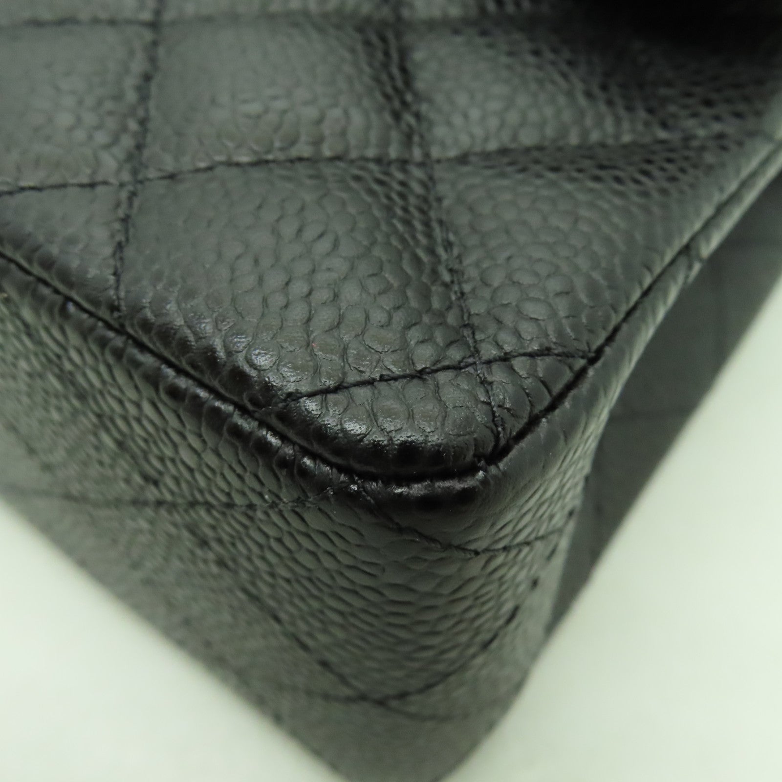 CHANEL 菱格牛皮皮革23cm Shoulder Bag銀扣肩背袋黑色