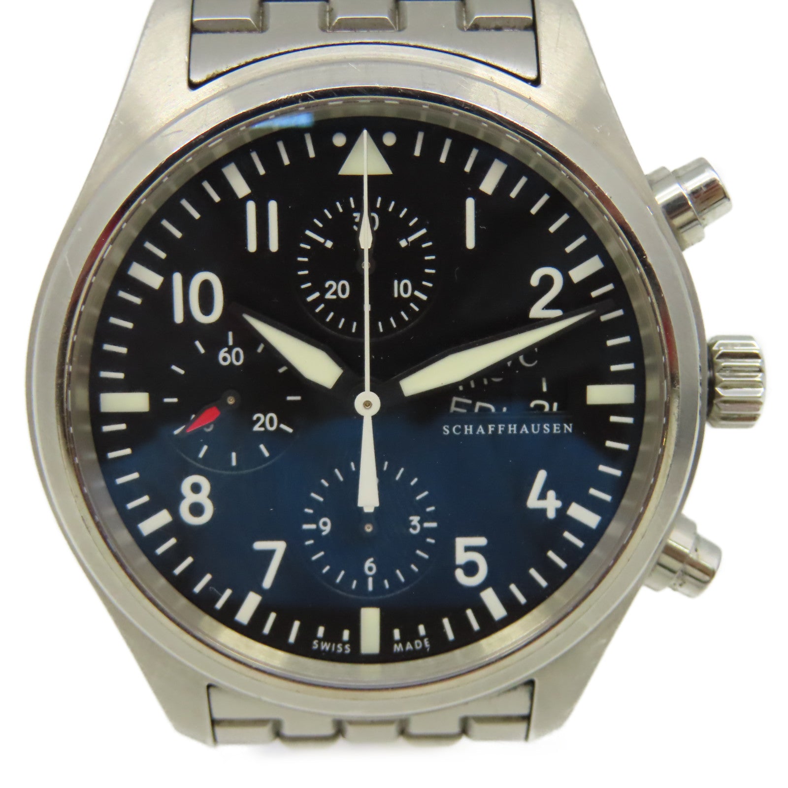 IWC 【激減優惠】Pilots Chronograph Watch不鏽鋼自動機芯手錶黑色/銀色