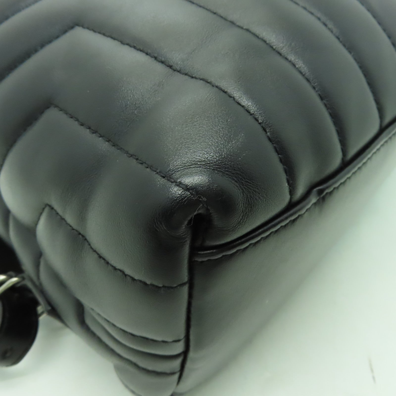 SAINT LAURENT 牛皮皮革Backpack銀扣背包黑色