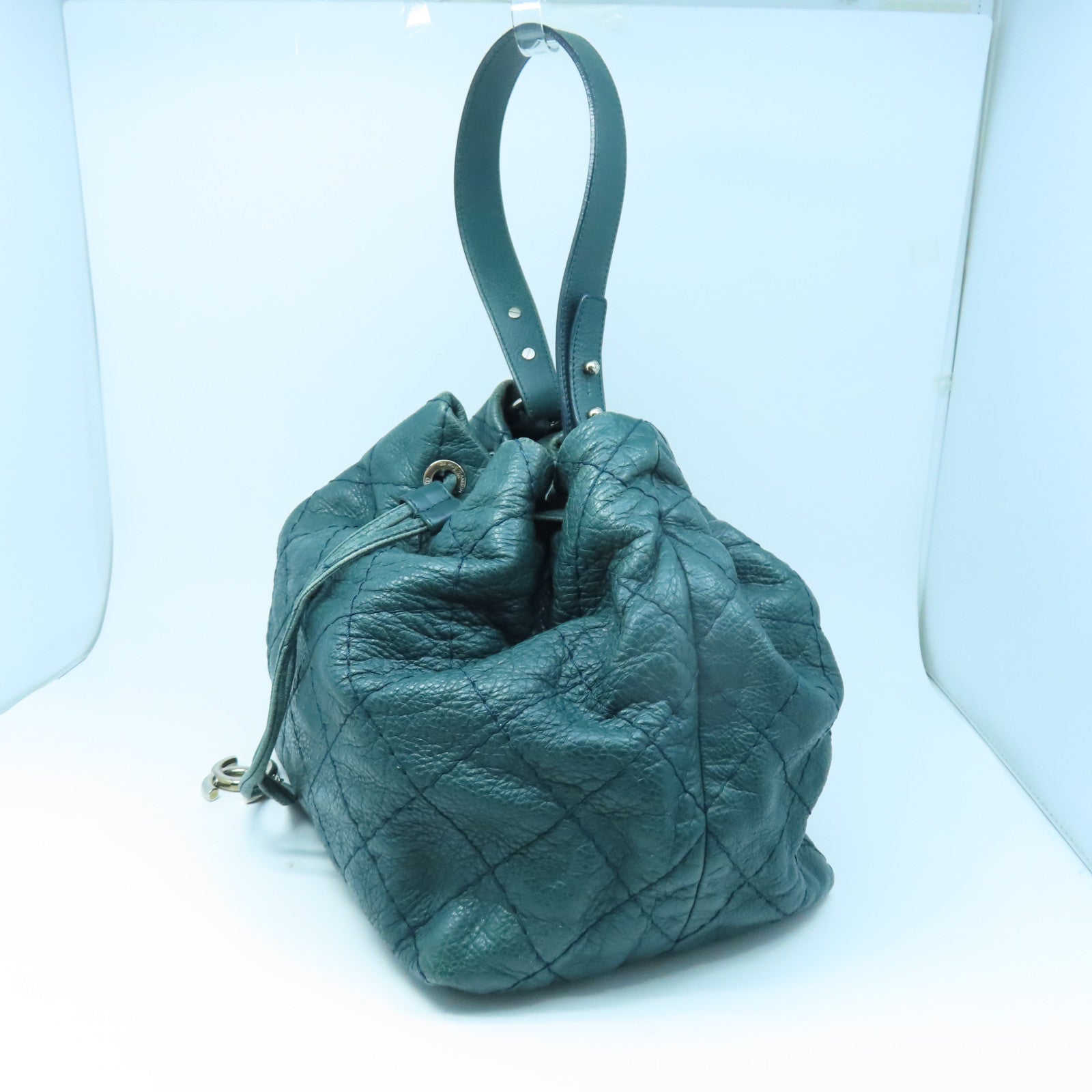 CHANEL 【激減優惠】菱格牛皮皮革Shoulder Bag銀扣肩背袋綠色