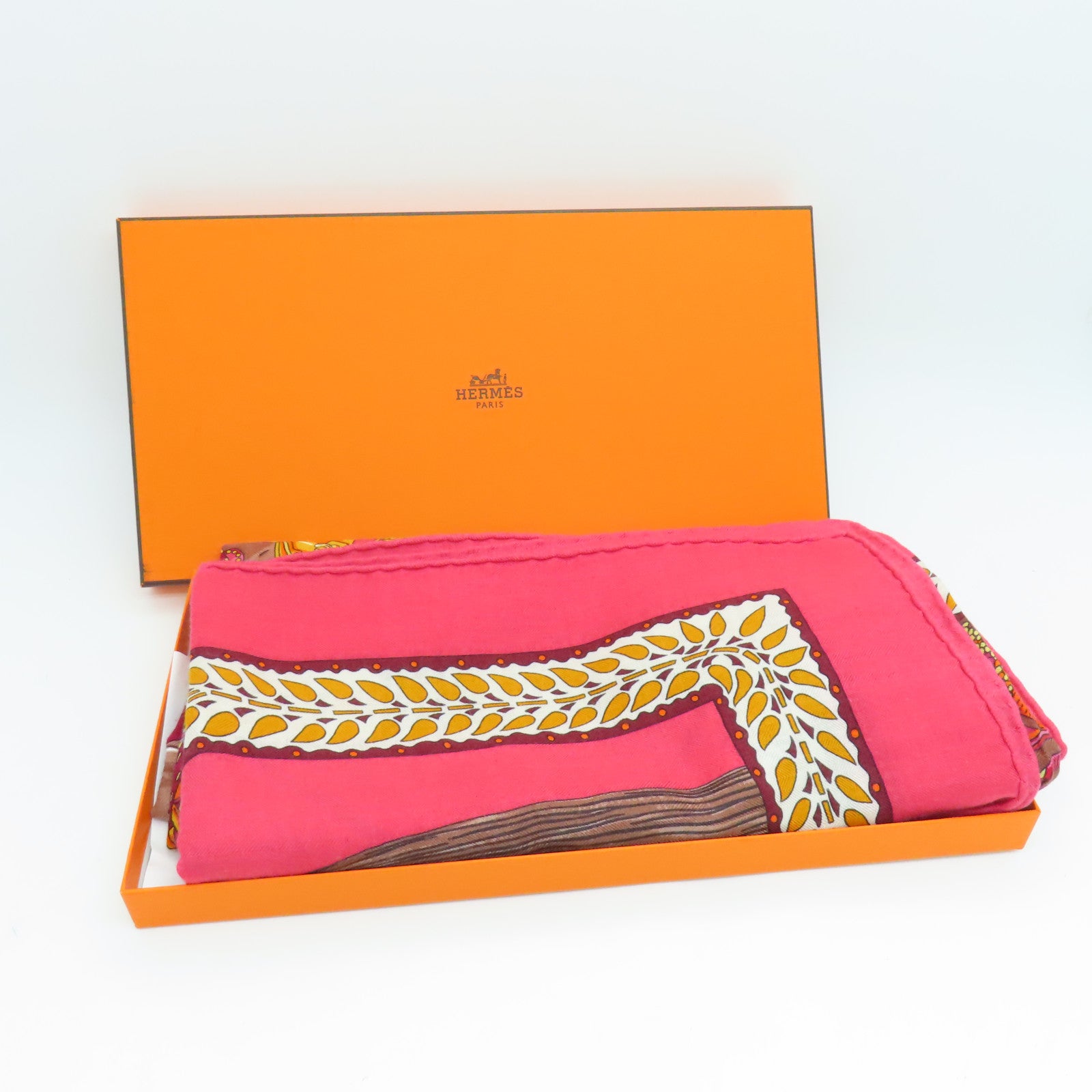 HERMES Wool/Silk Scarf Scarf Red