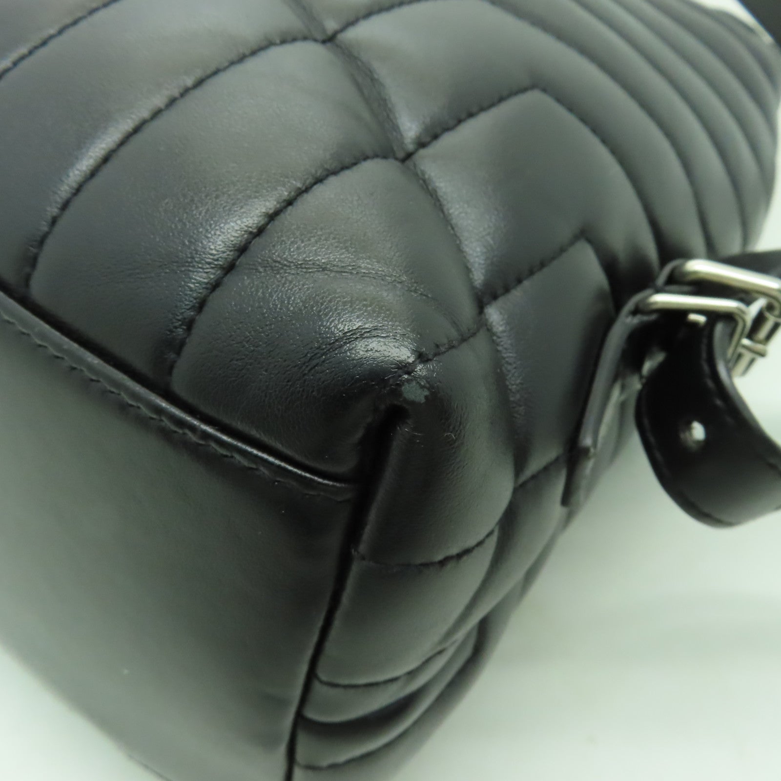 SAINT LAURENT 牛皮皮革Backpack銀扣背包黑色