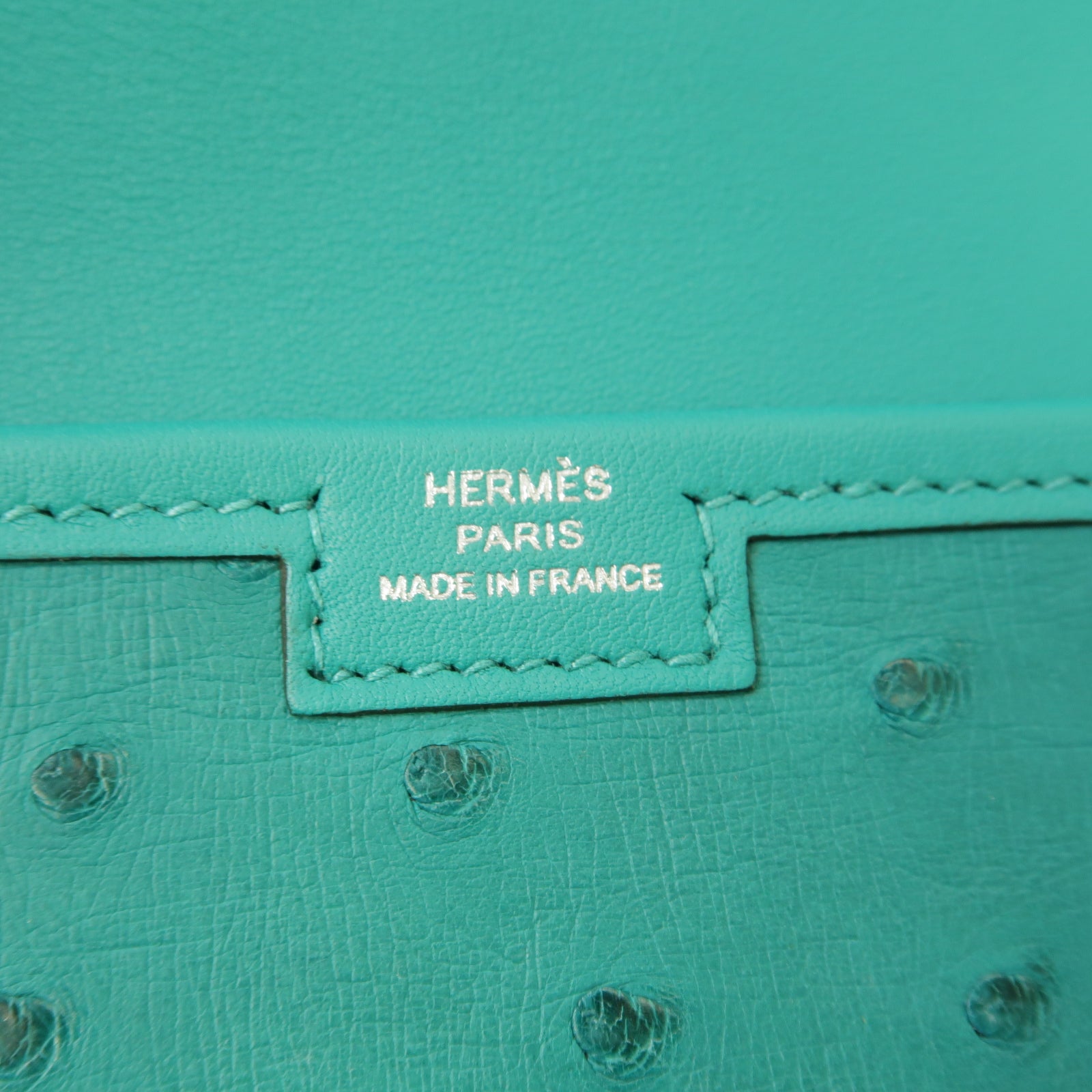 HERMES 鴕鳥皮革Jige Elan手拿包綠色
