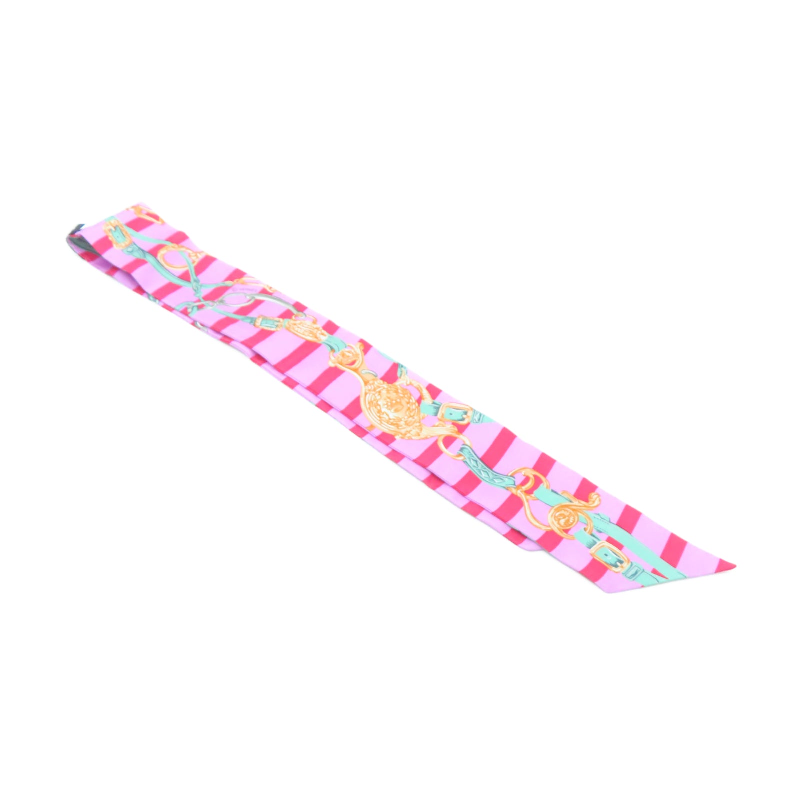 HERMES Silk Twilly Scarf Pink