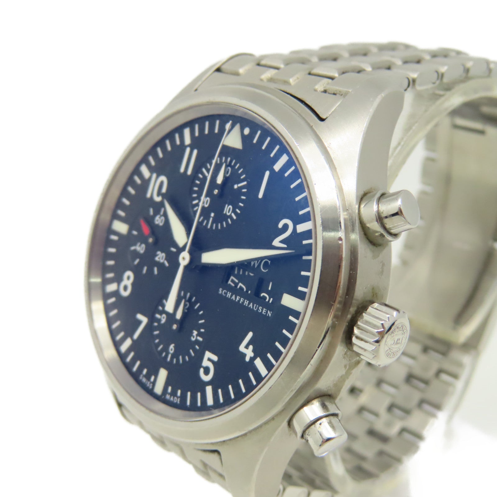 IWC 【激減優惠】Pilots Chronograph Watch不鏽鋼自動機芯手錶黑色/銀色