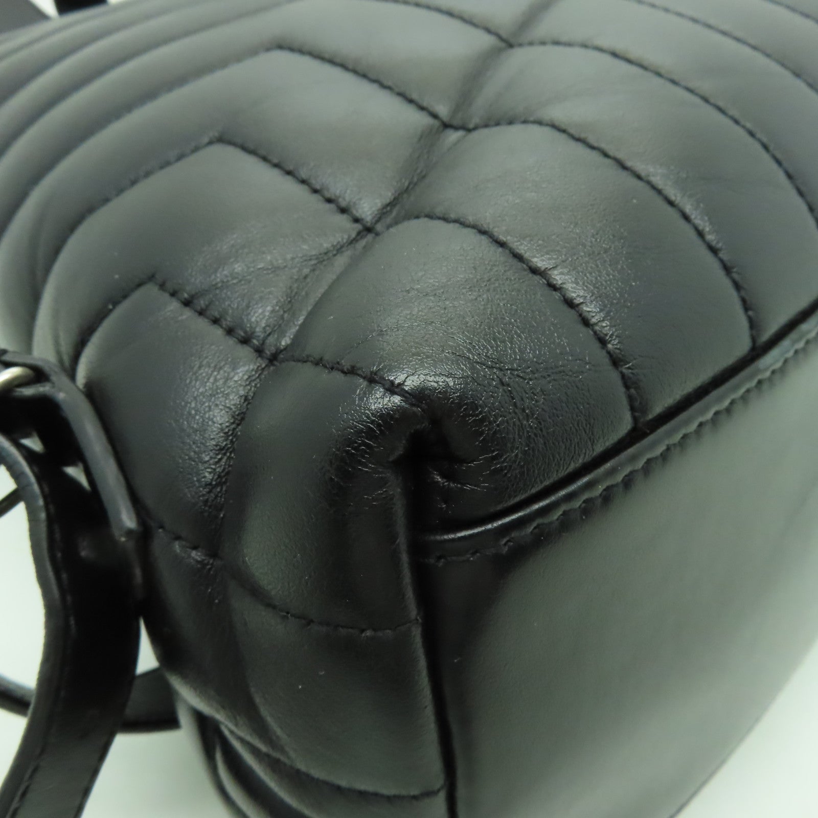 SAINT LAURENT 牛皮皮革Backpack銀扣背包黑色