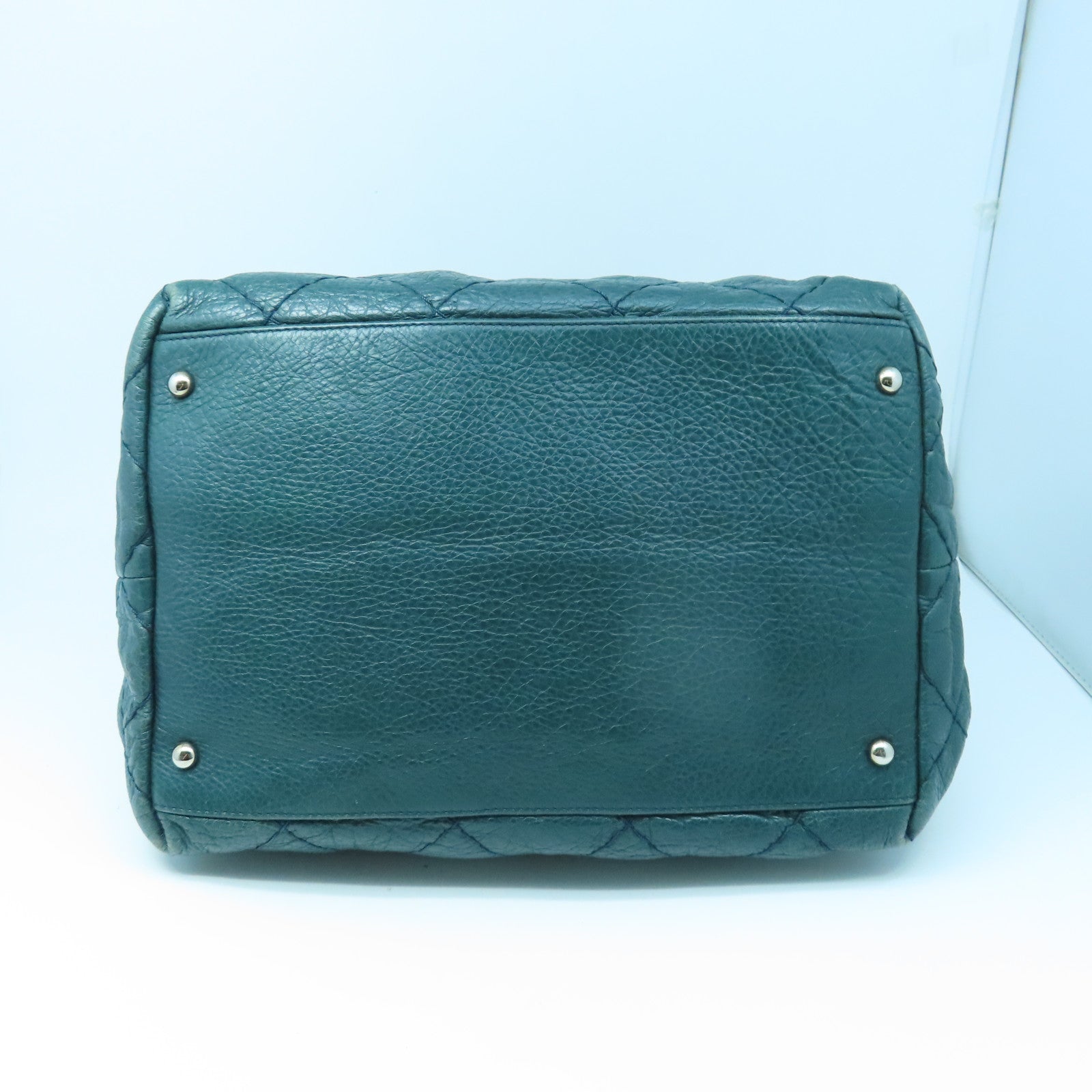CHANEL 【激減優惠】菱格牛皮皮革Shoulder Bag銀扣肩背袋綠色
