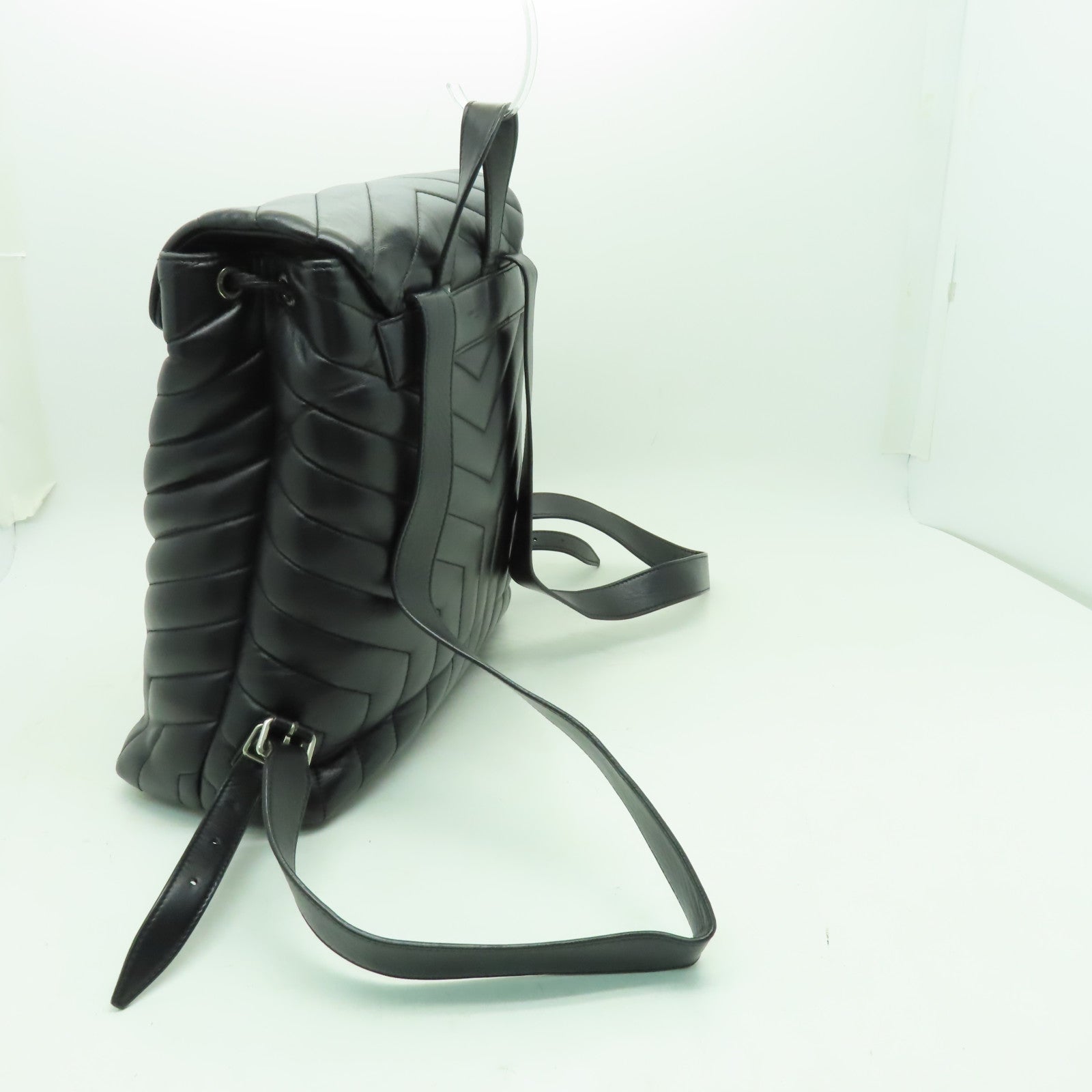 SAINT LAURENT 牛皮皮革Backpack銀扣背包黑色