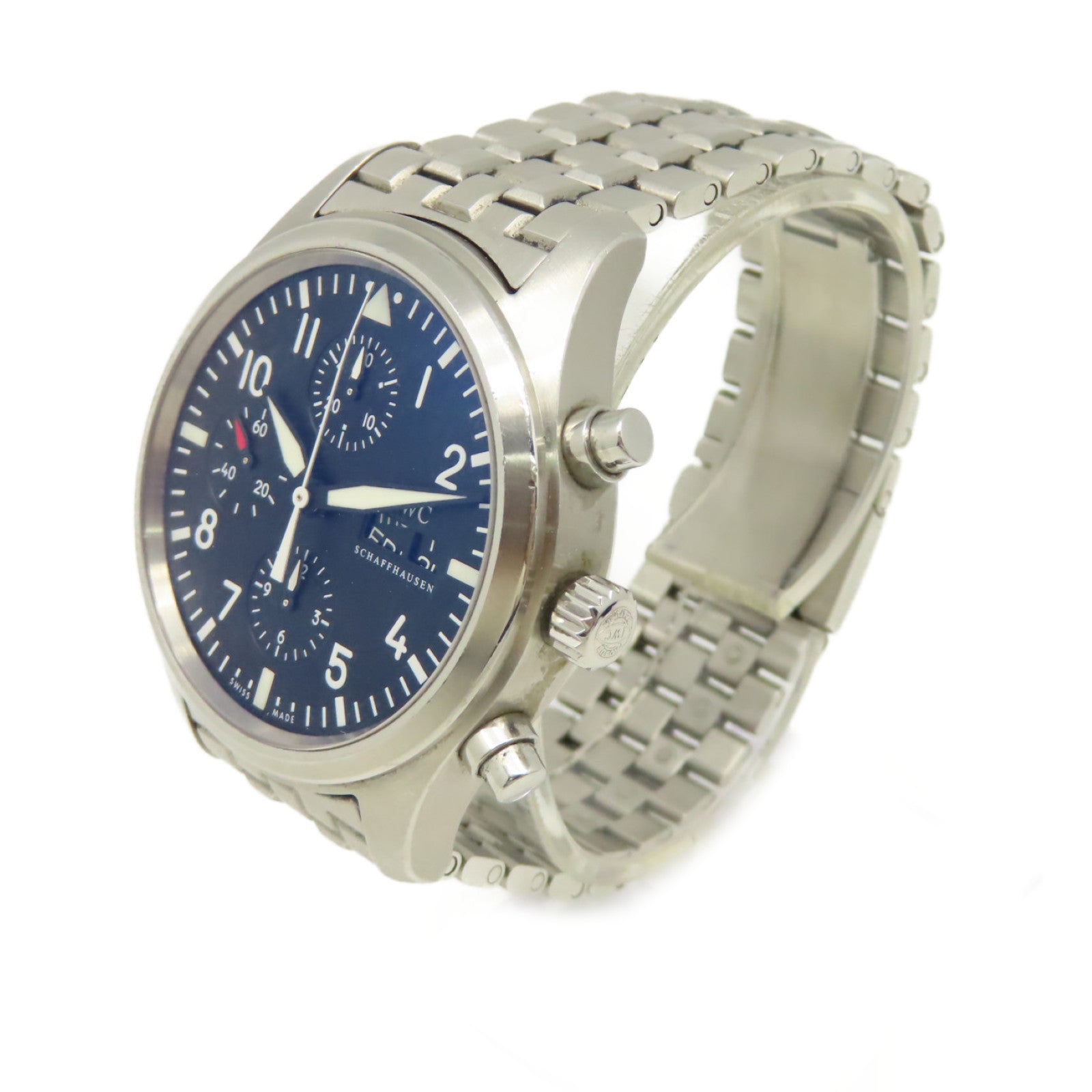 IWC 【激減優惠】Pilots Chronograph Watch不鏽鋼自動機芯手錶黑色/銀色