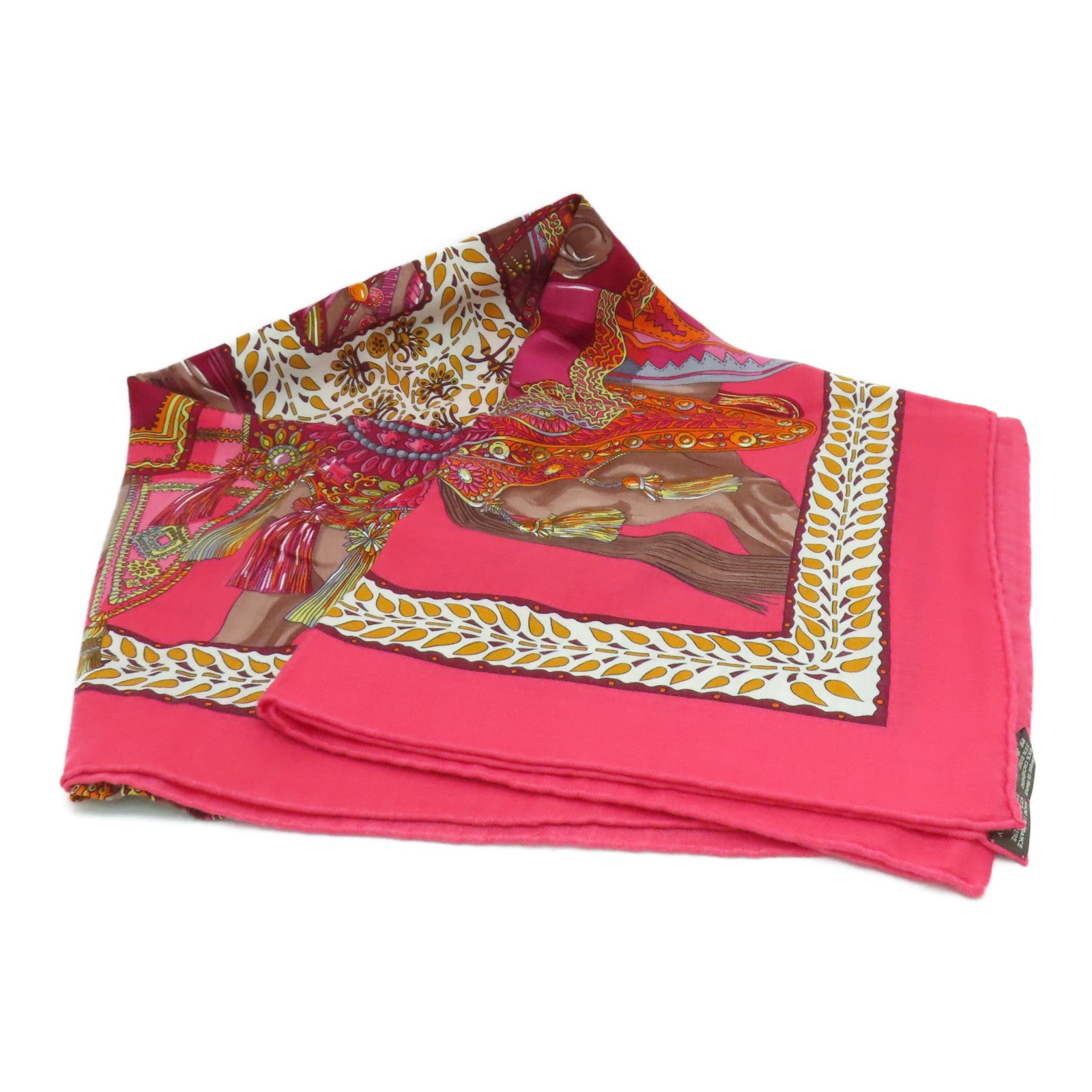 HERMES Wool/Silk Scarf Scarf Red