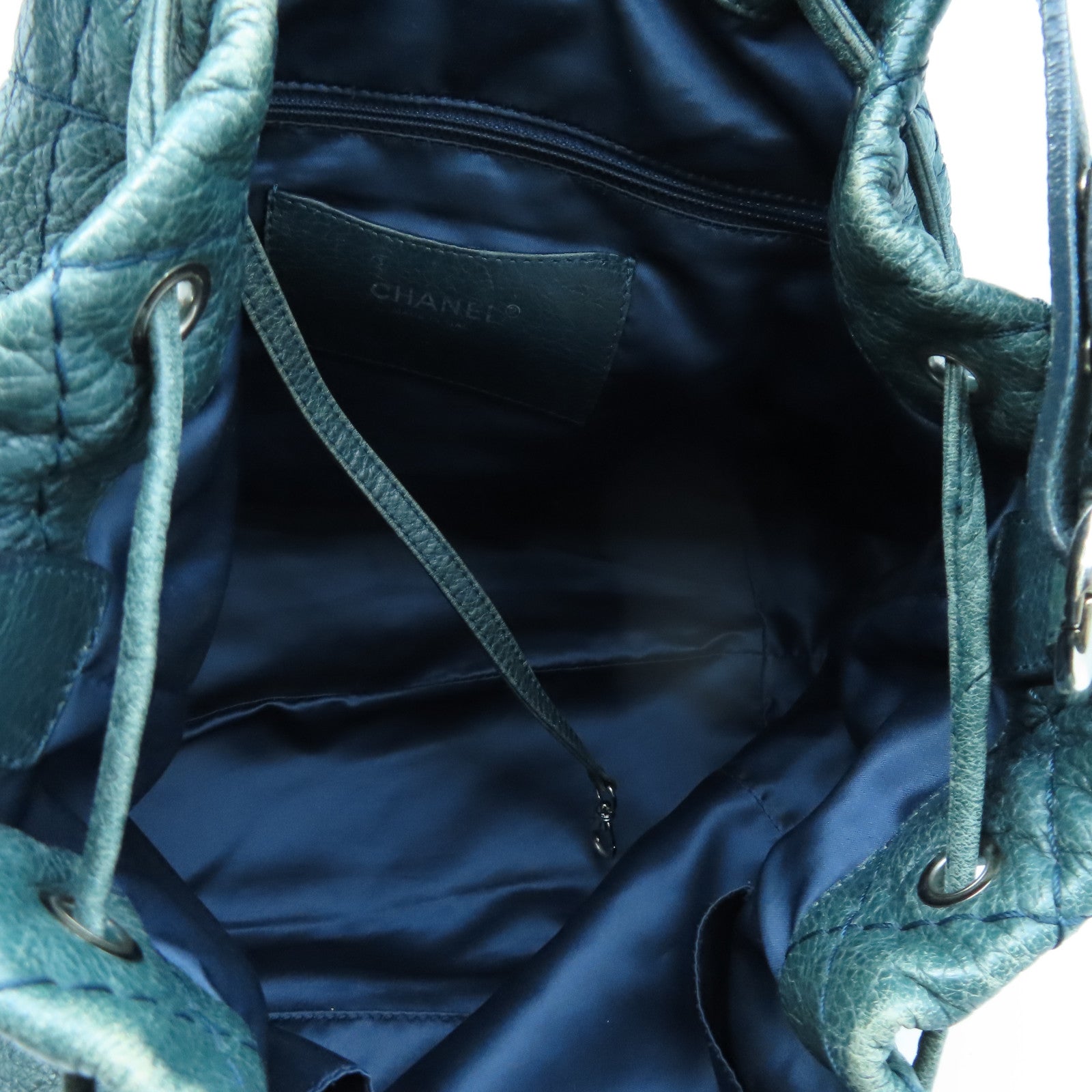 CHANEL 【激減優惠】菱格牛皮皮革Shoulder Bag銀扣肩背袋綠色