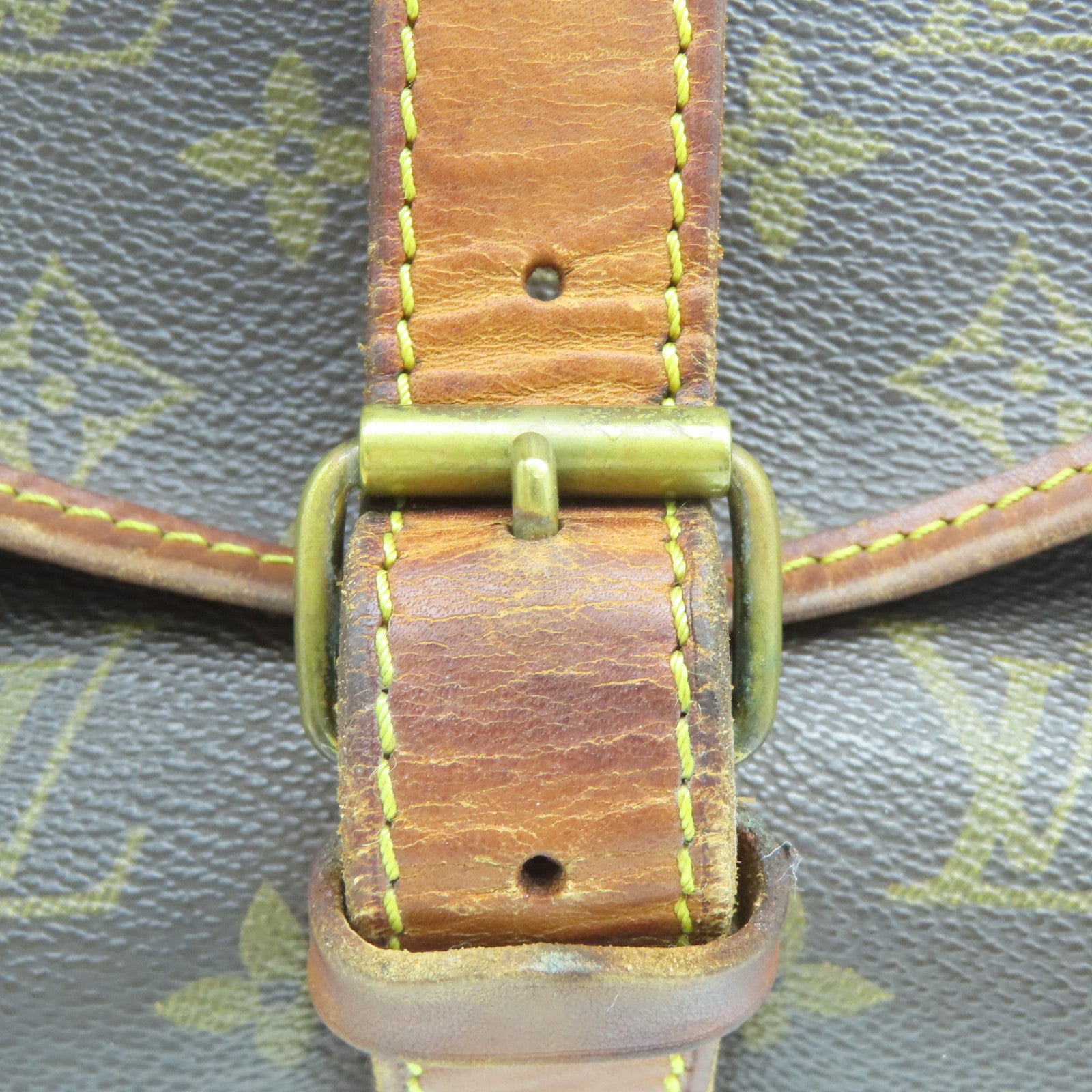 LOUIS VUITTON Monogram Saumur 35金扣肩背袋啡色