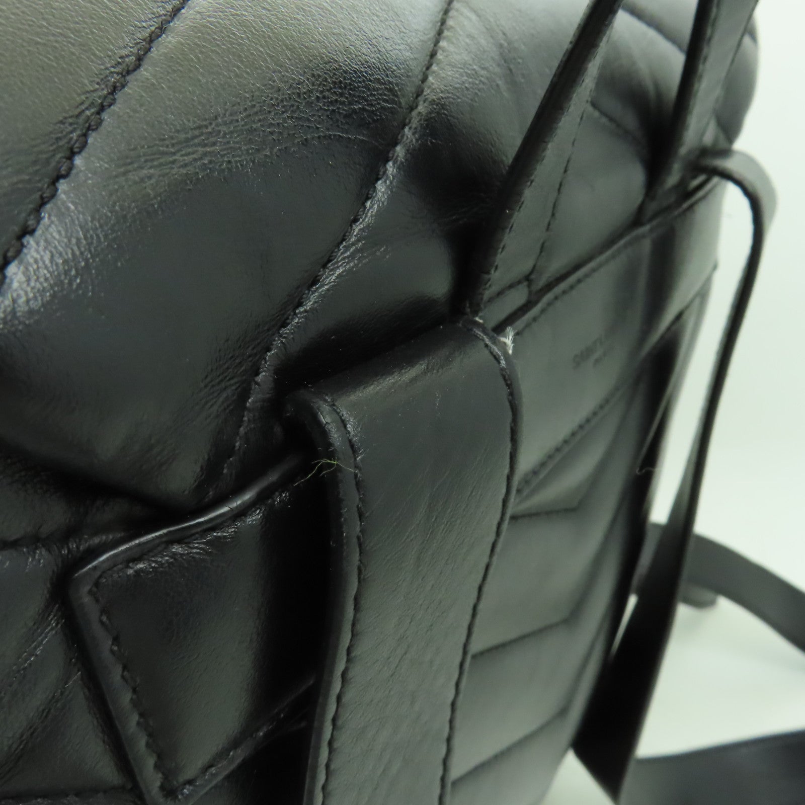 SAINT LAURENT 牛皮皮革Backpack銀扣背包黑色