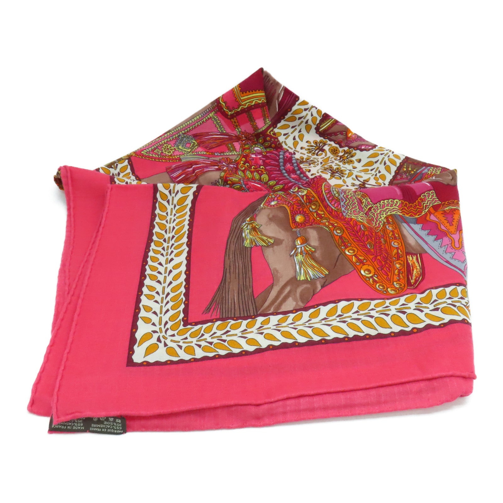 HERMES Wool/Silk Scarf Scarf Red