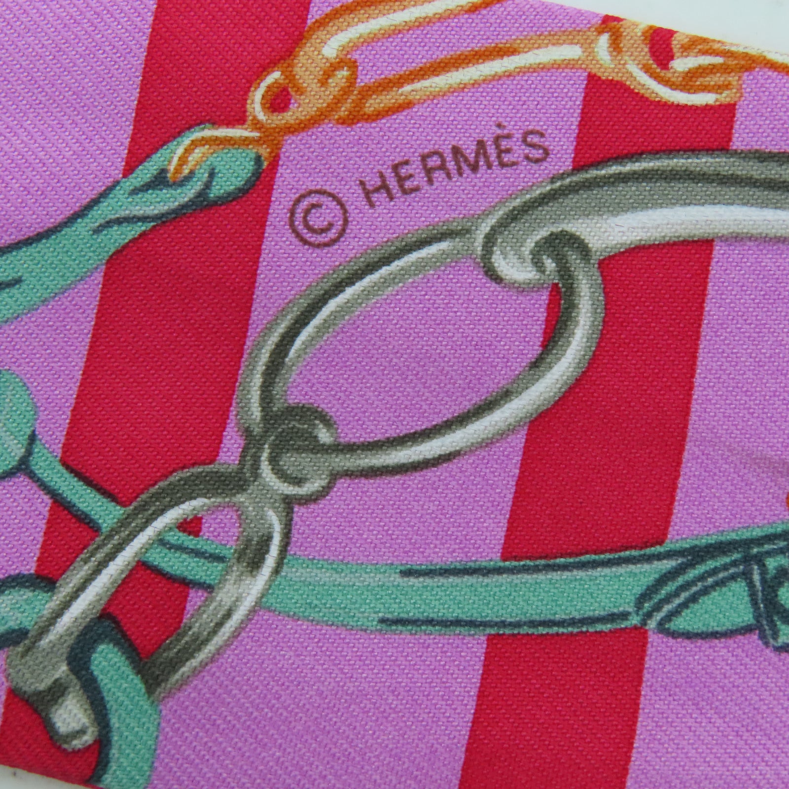 HERMES Silk Twilly Scarf Pink