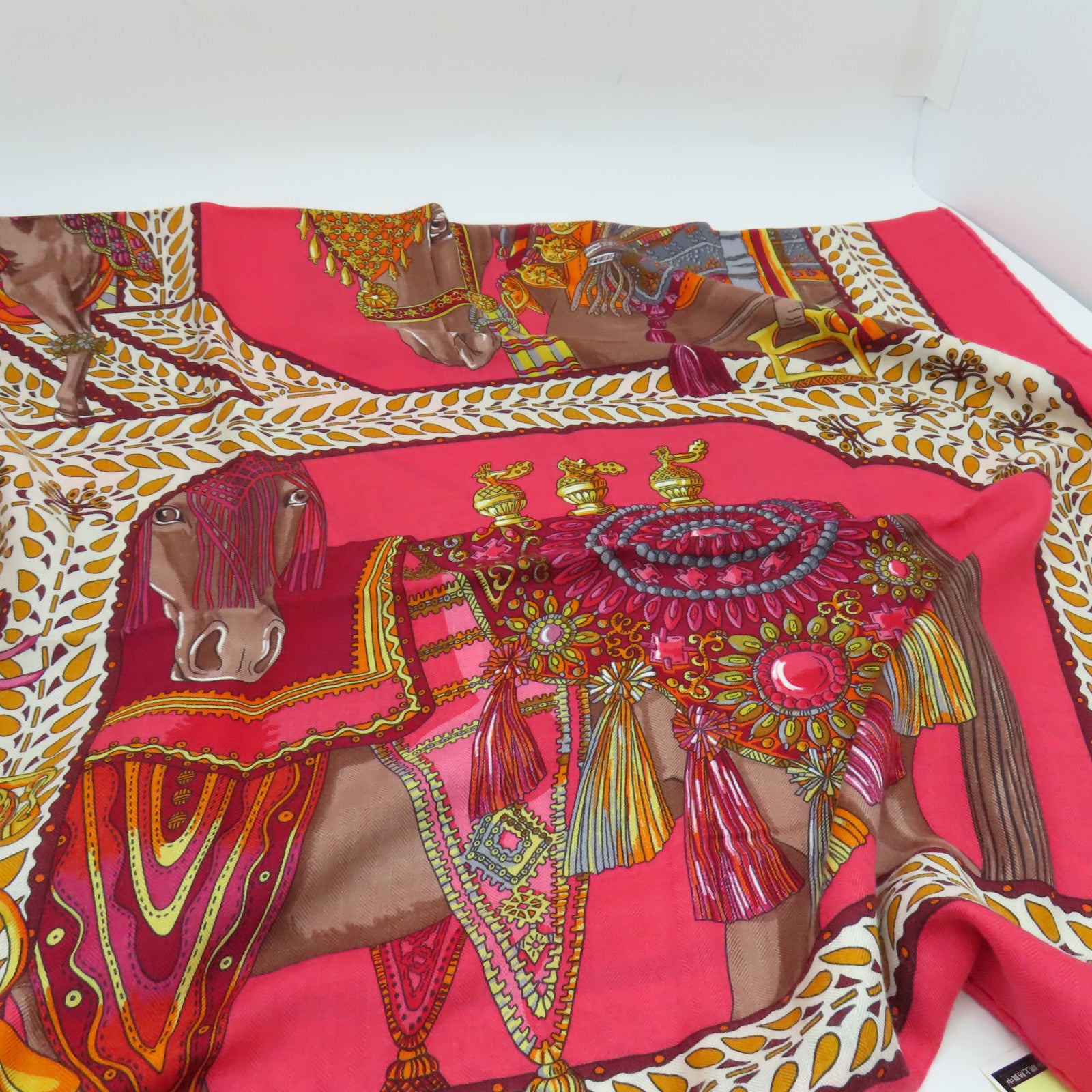 HERMES Wool/Silk Scarf Scarf Red