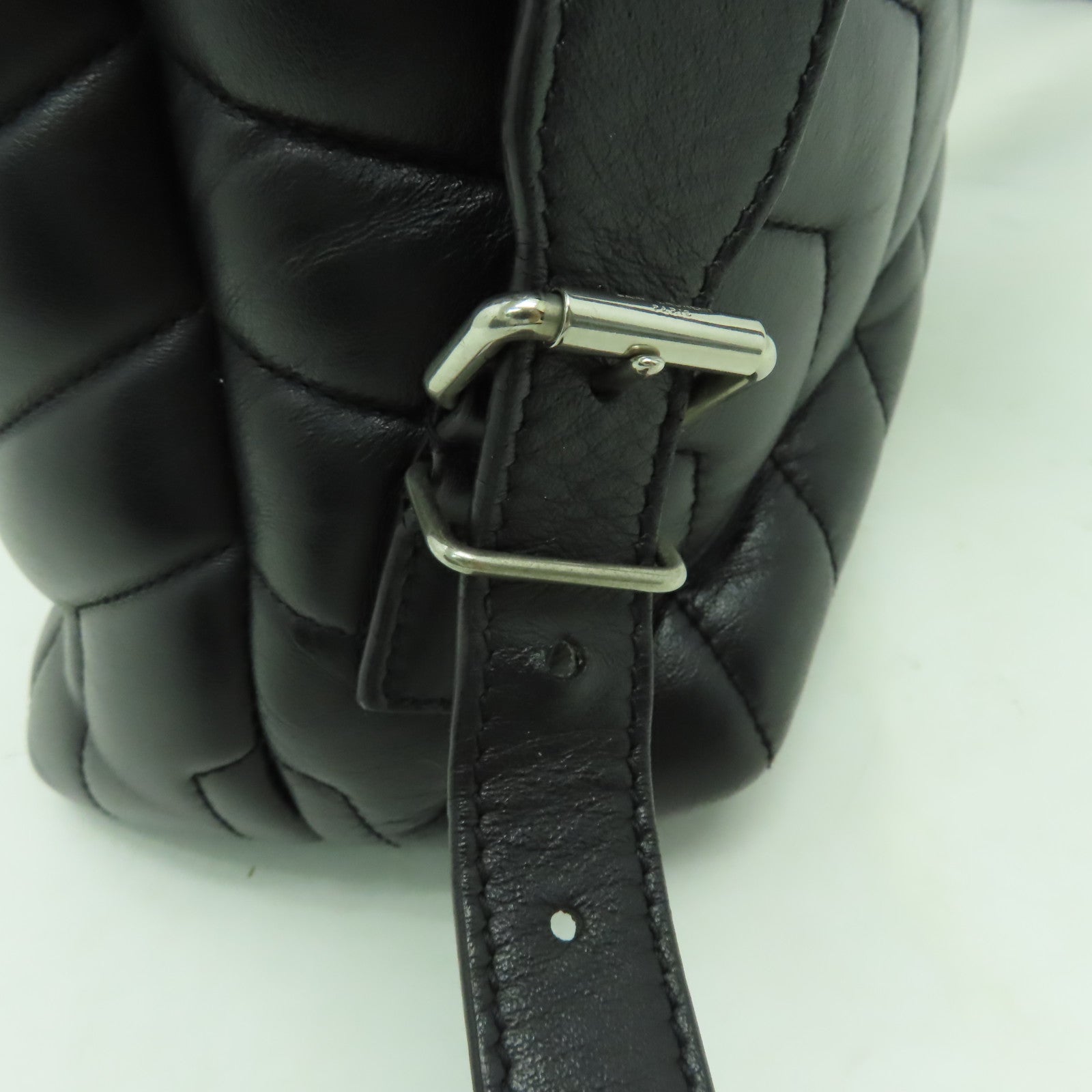SAINT LAURENT 牛皮皮革Backpack銀扣背包黑色