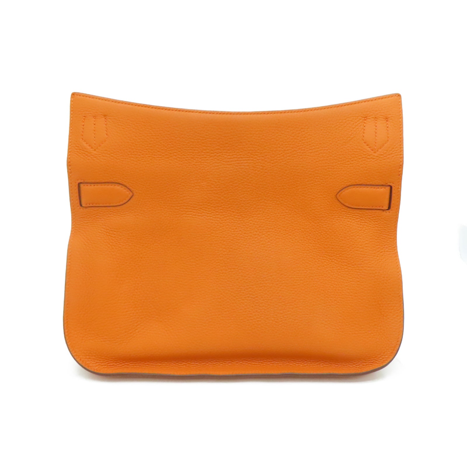 HERMES Clemence皮革Jypsiere 34銀扣肩背袋Orange/橙色