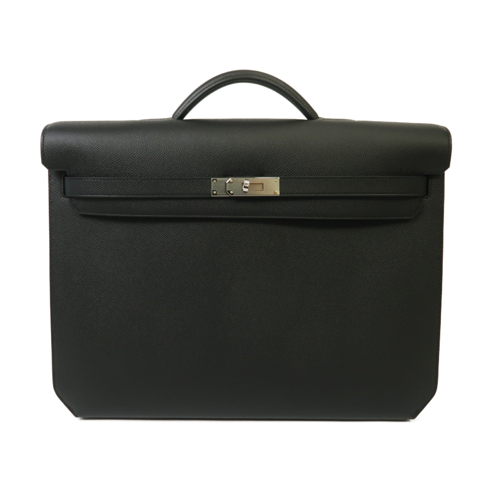 HERMES Epsom皮革Kelly Depeches 36 Briefcase銀扣公事包黑色