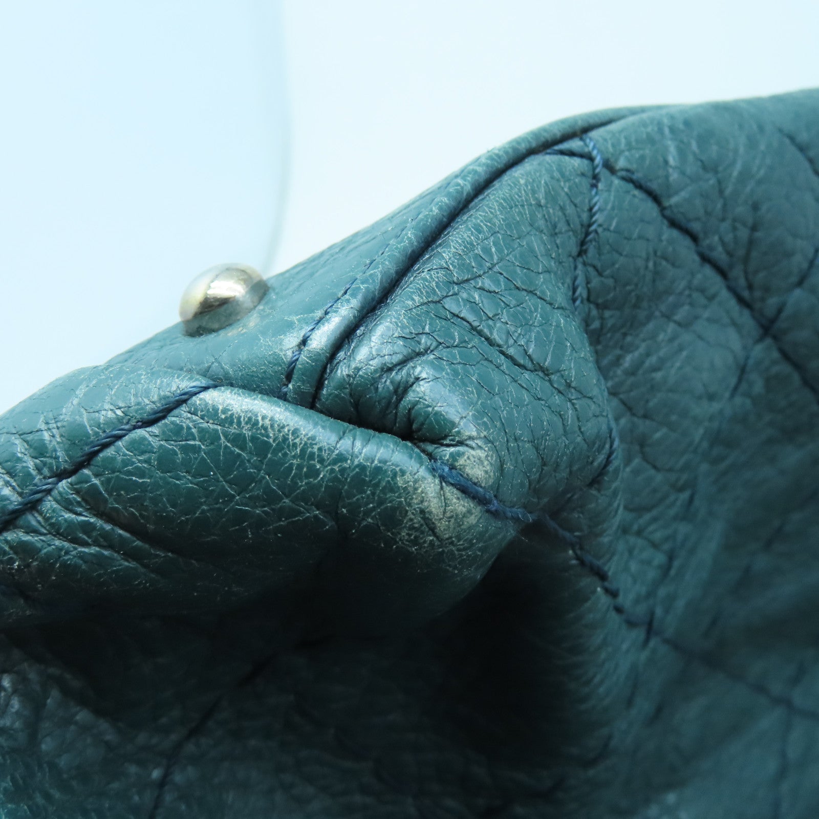 CHANEL 【激減優惠】菱格牛皮皮革Shoulder Bag銀扣肩背袋綠色