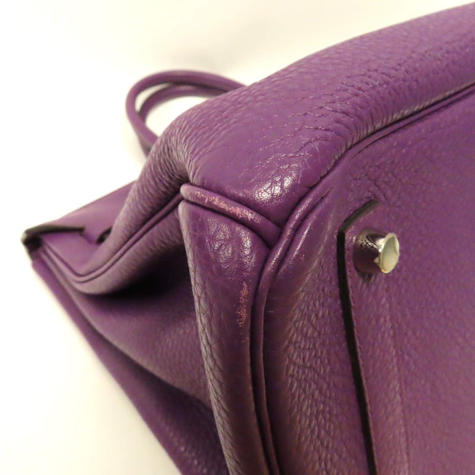 HERMES Togo皮革Birkin 35銀扣手挽袋紫色