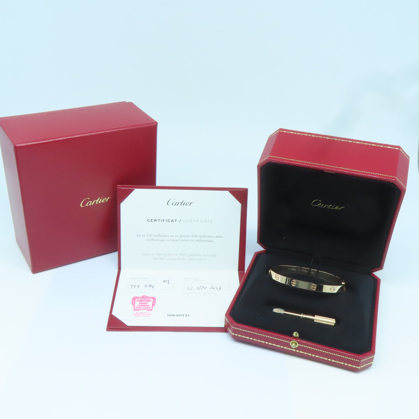 CARTIER 18K玫瑰金Love Bracelet手鐲Cartier#19
