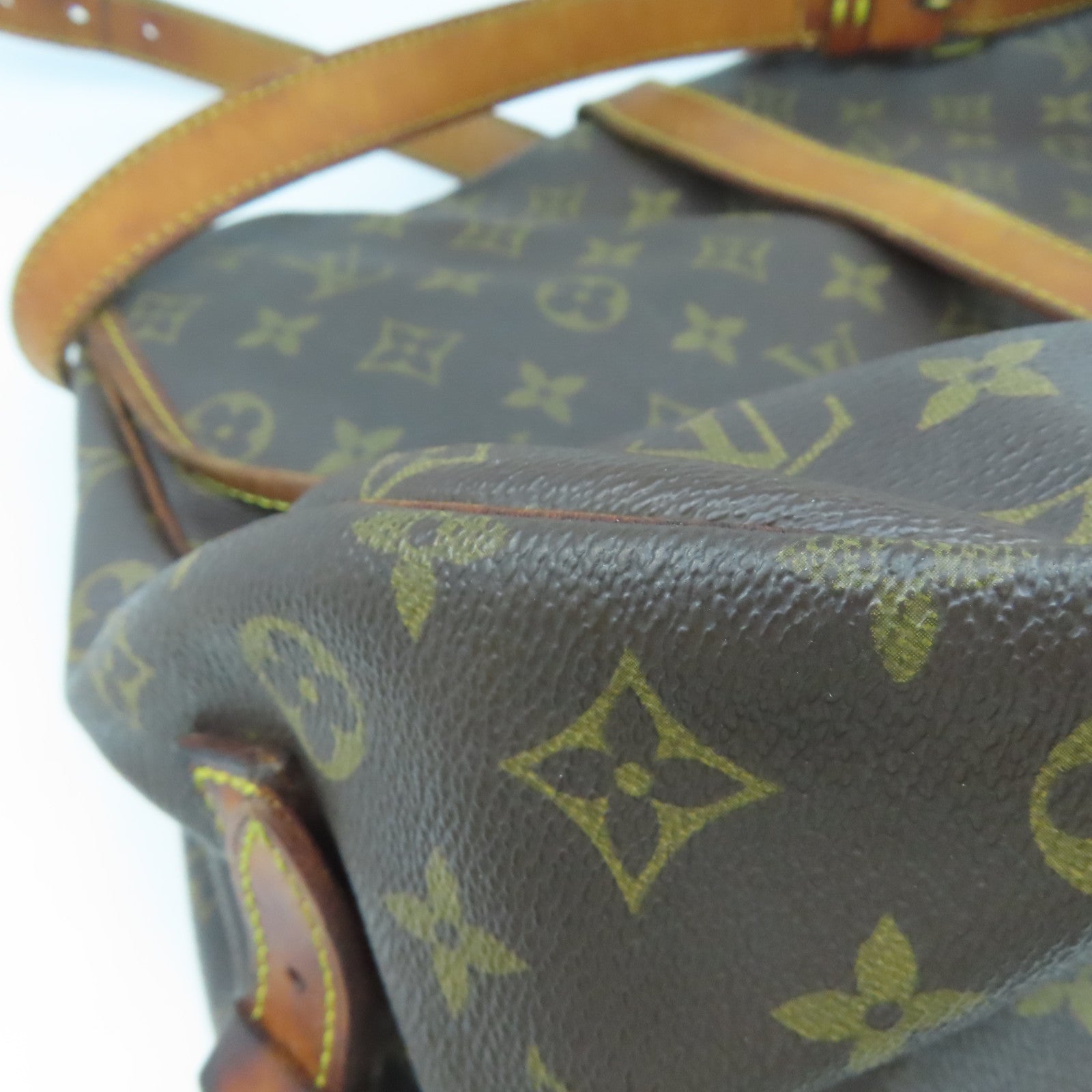 LOUIS VUITTON Monogram Saumur 35金扣肩背袋啡色