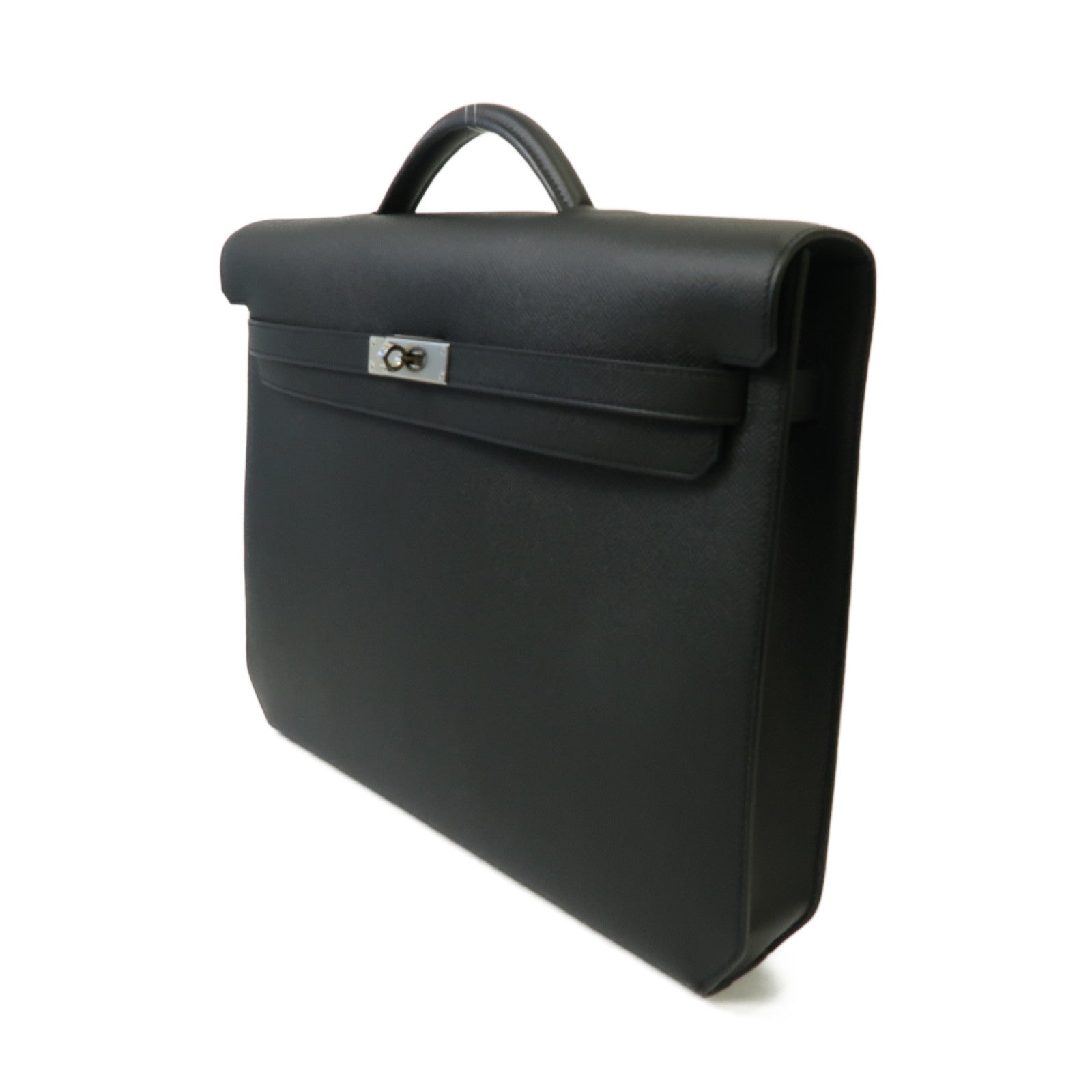 HERMES Epsom皮革Kelly Depeches 36 Briefcase銀扣公事包黑色