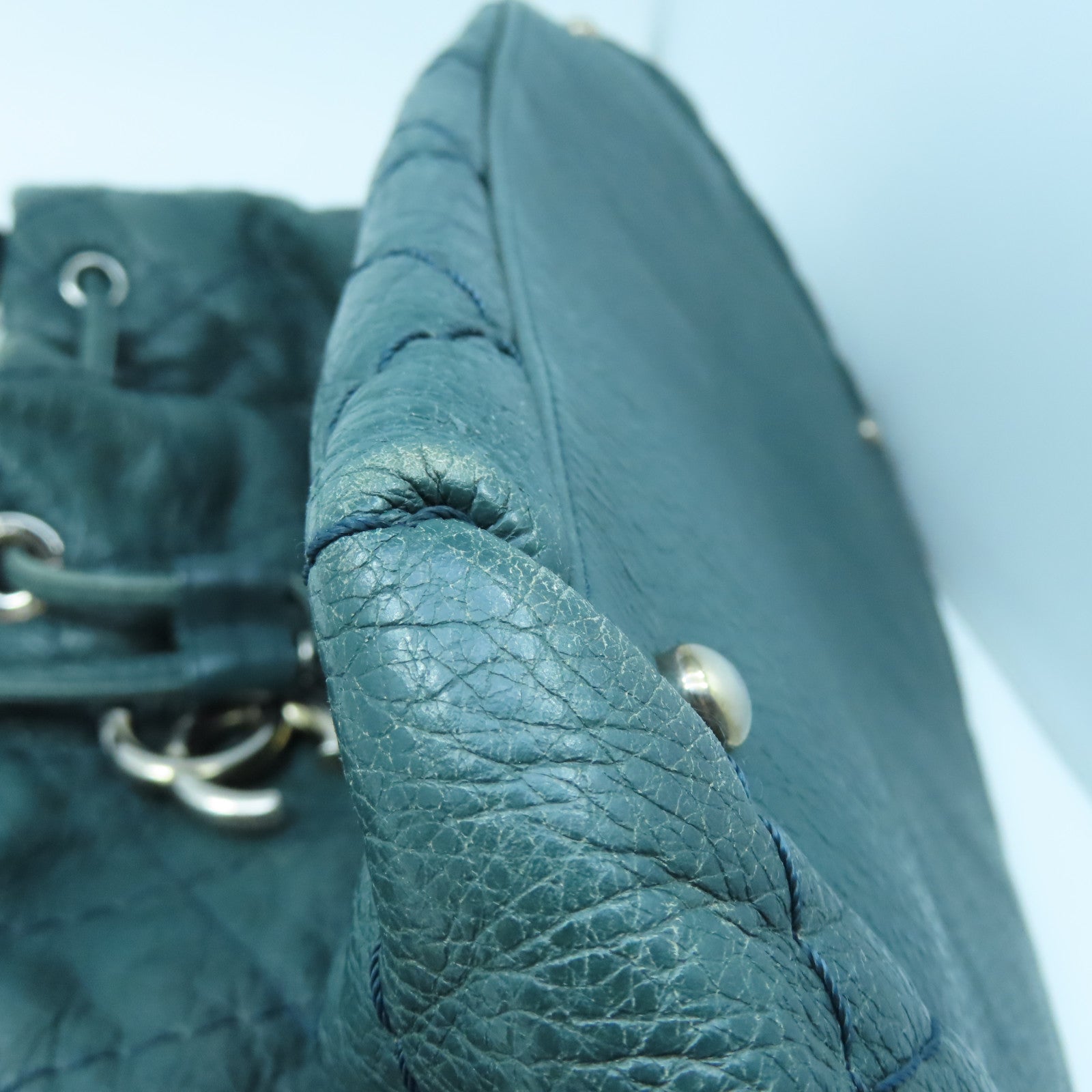 CHANEL 【激減優惠】菱格牛皮皮革Shoulder Bag銀扣肩背袋綠色