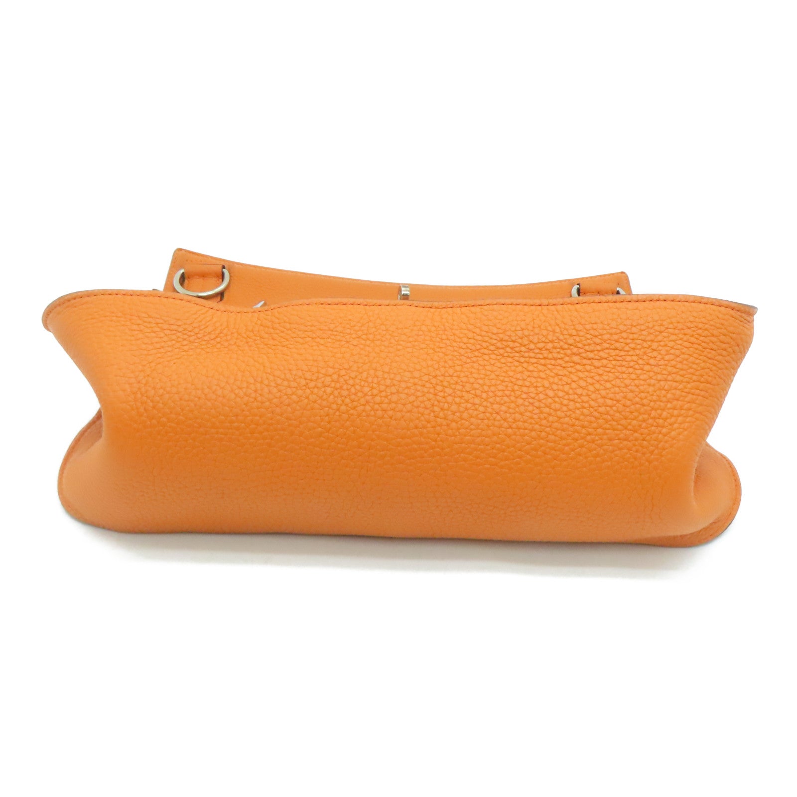 HERMES Clemence皮革Jypsiere 34銀扣肩背袋Orange/橙色