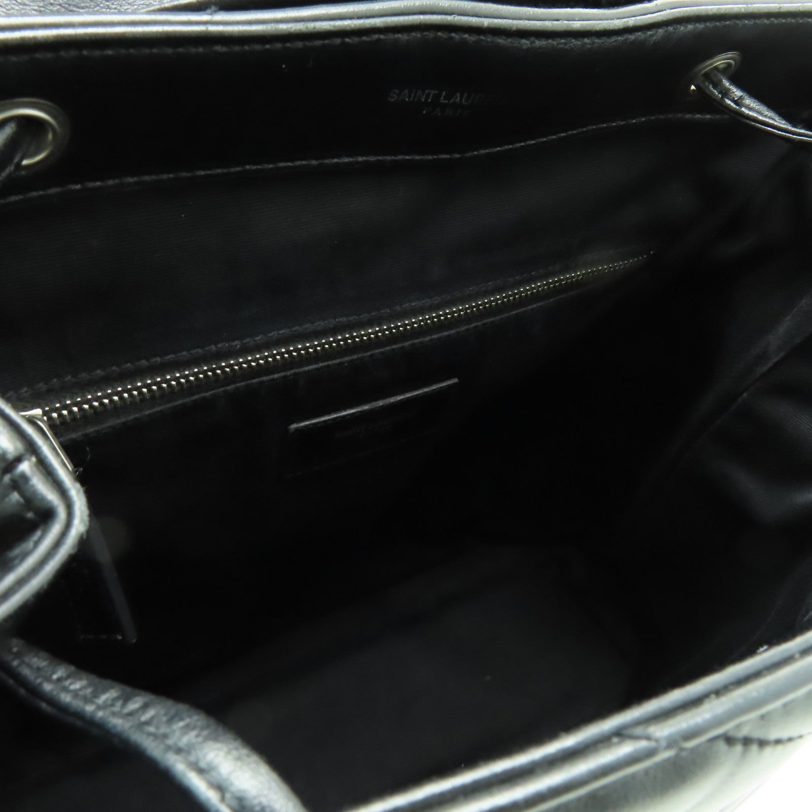 SAINT LAURENT 牛皮皮革Backpack銀扣背包黑色