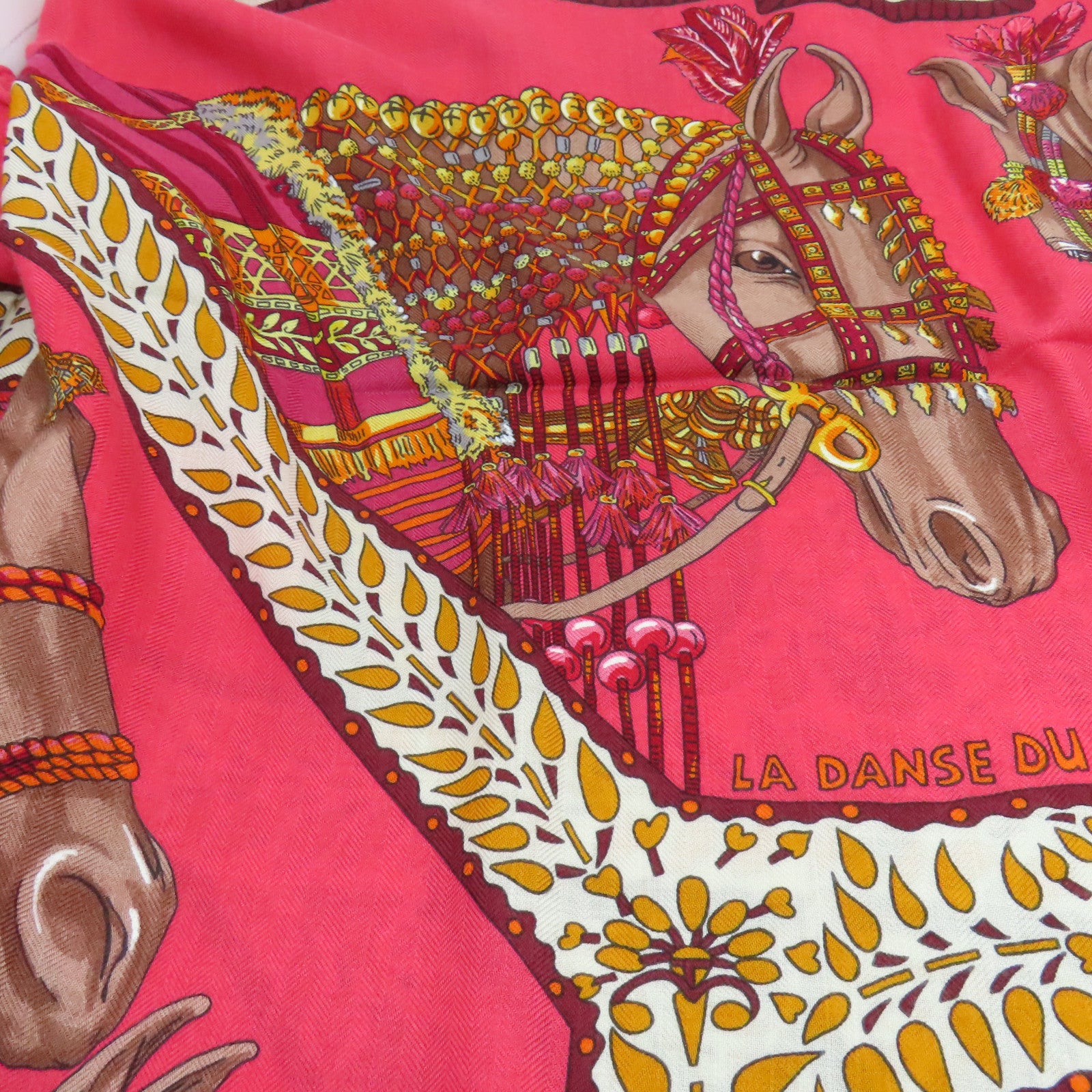 HERMES Wool/Silk Scarf Scarf Red