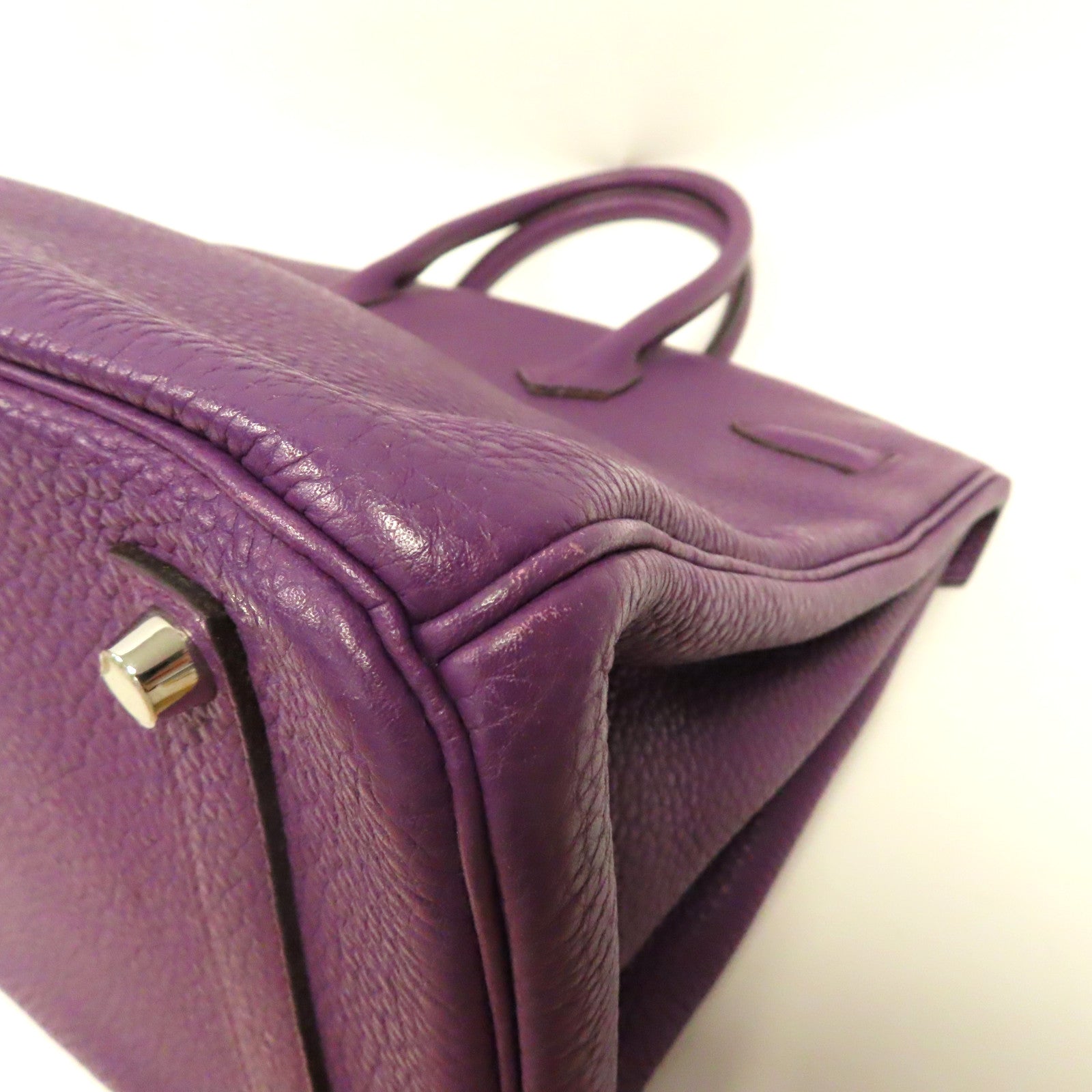 HERMES Togo皮革Birkin 35銀扣手挽袋紫色