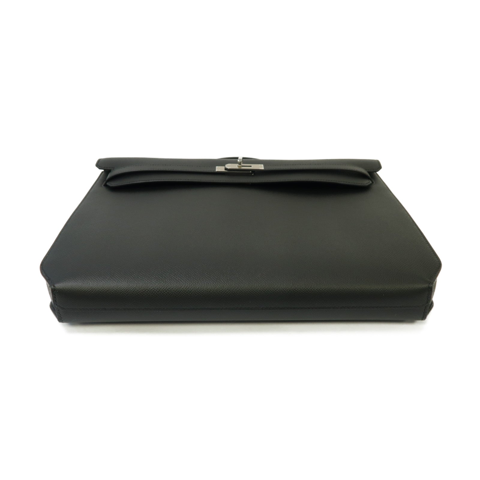 HERMES Epsom皮革Kelly Depeches 36 Briefcase銀扣公事包黑色