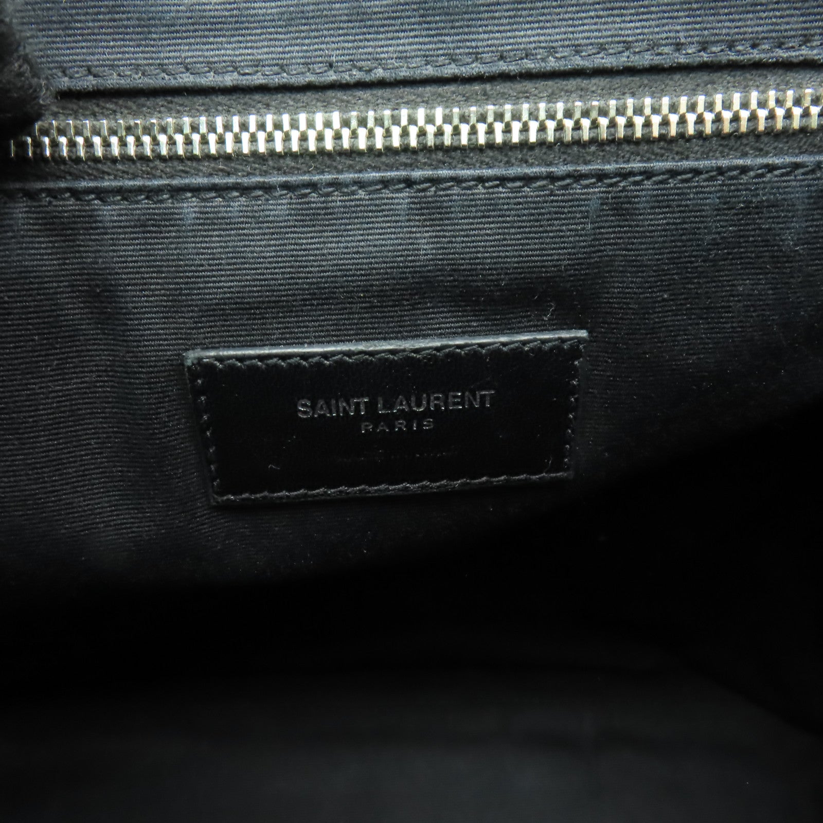 SAINT LAURENT 牛皮皮革Backpack銀扣背包黑色