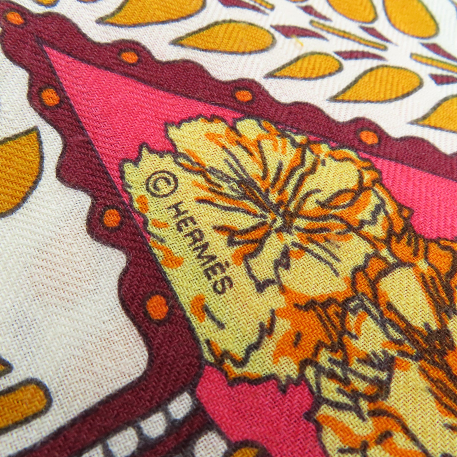 HERMES Wool/Silk Scarf Scarf Red