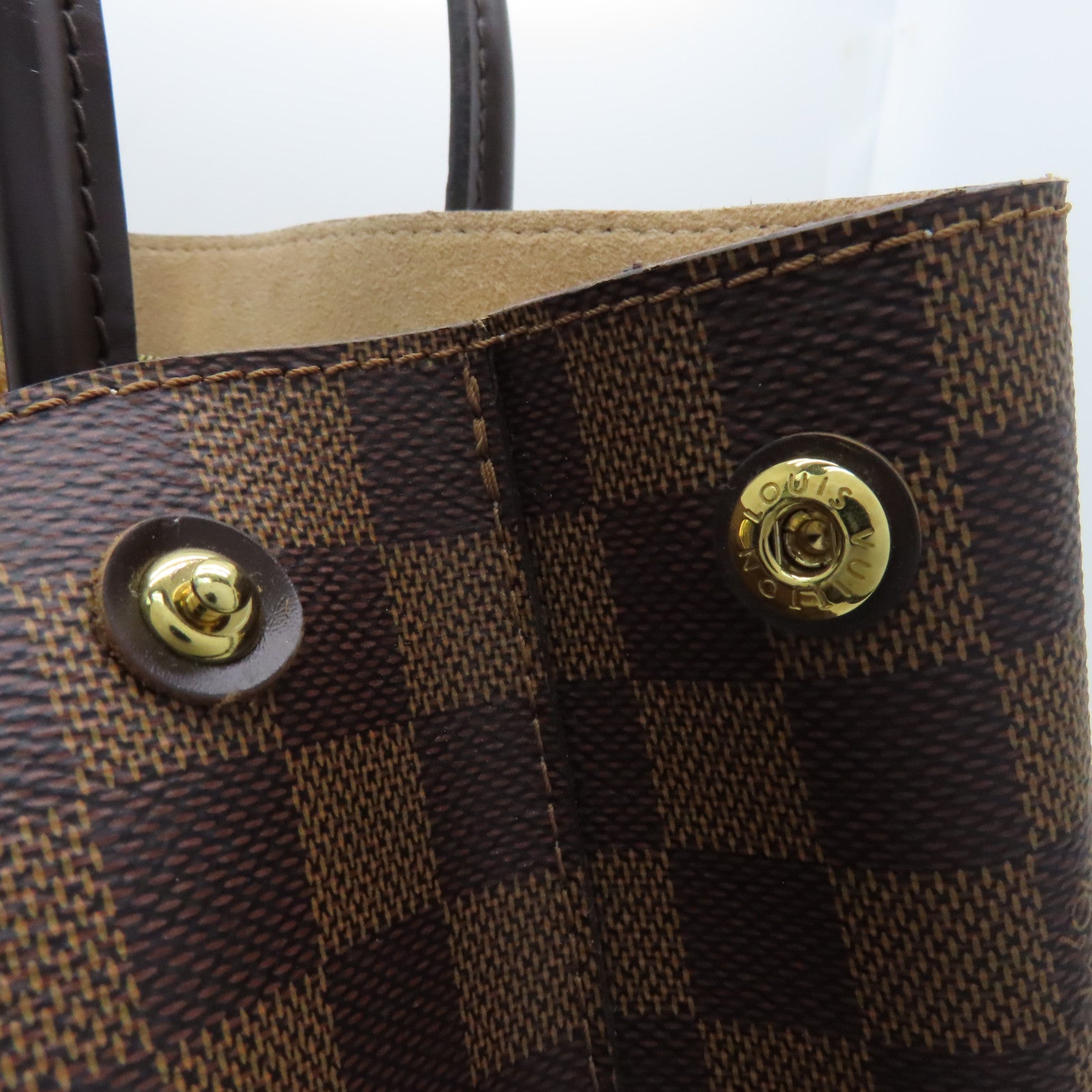 LOUIS VUITTON Damier Kensington gold buckle shoulder shoulder bag brown