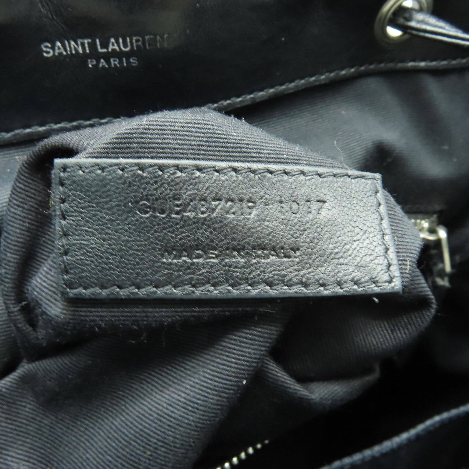 SAINT LAURENT 牛皮皮革Backpack銀扣背包黑色