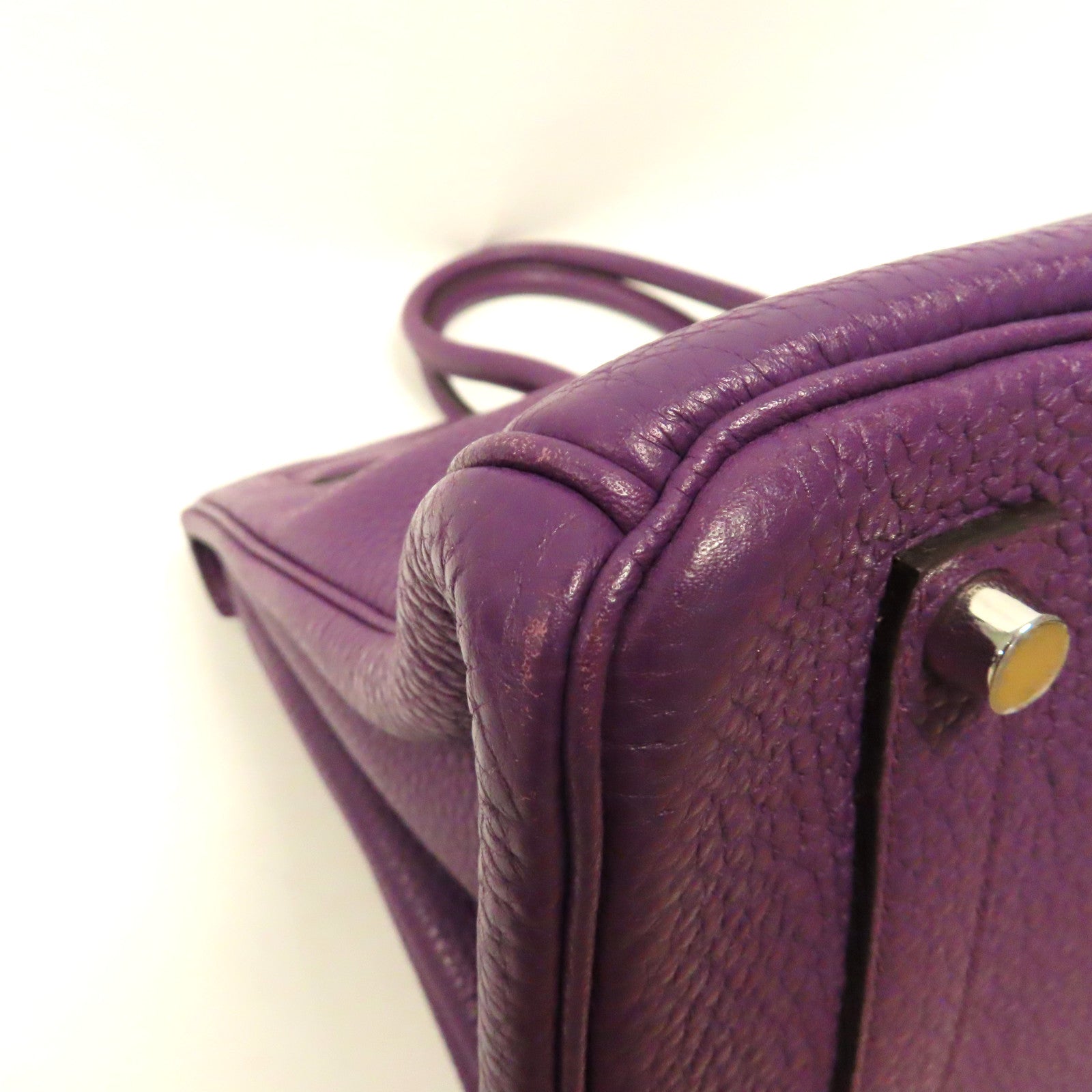 HERMES Togo皮革Birkin 35銀扣手挽袋紫色