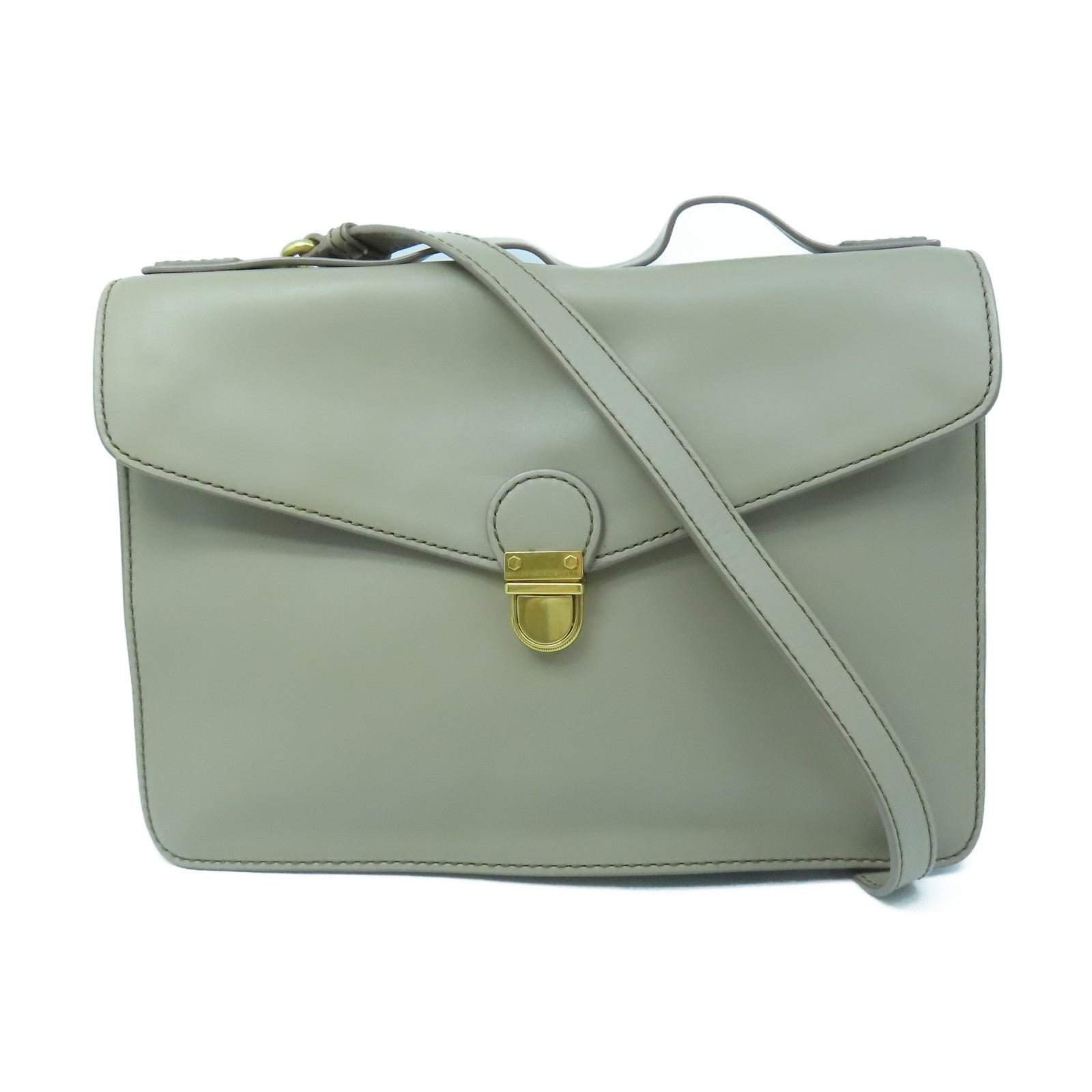 MARC JACOBS cowhide leather 2 Way Shoulder gold buckle handle shoulder bag gray