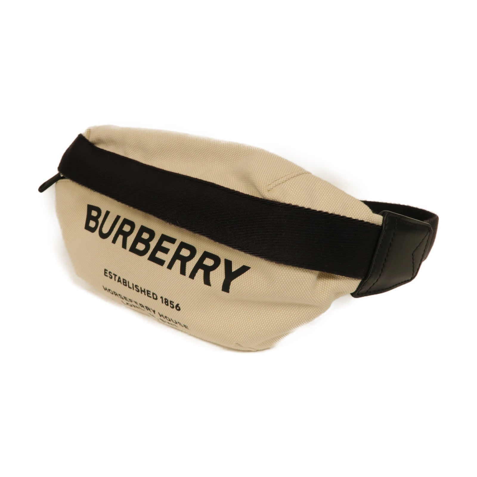 BURBERRY 帆布Waist Bag腰包黒色/白色