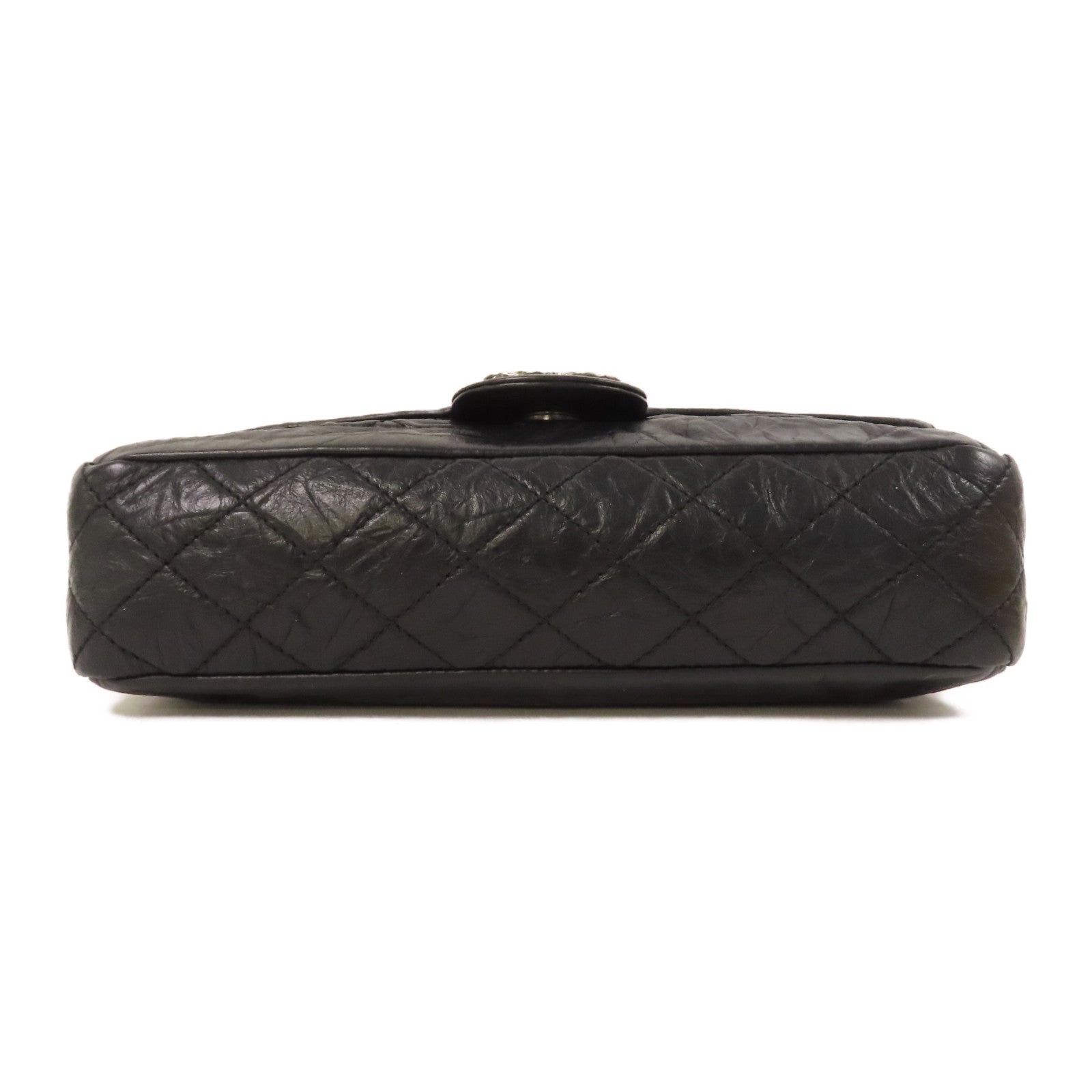 CHANEL Caviar皮革Chain Shoulder銀扣鏈帶肩背袋黑色