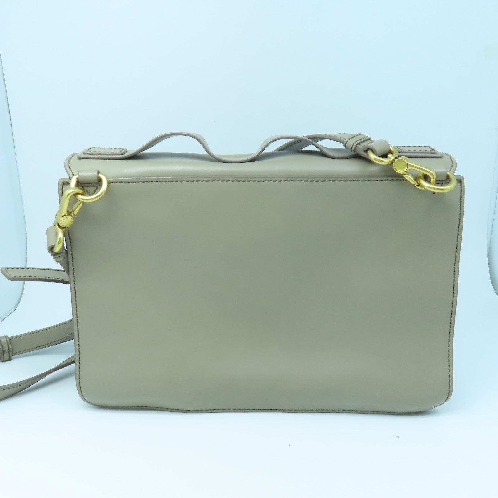 MARC JACOBS cowhide leather 2 Way Shoulder gold buckle handle shoulder bag gray