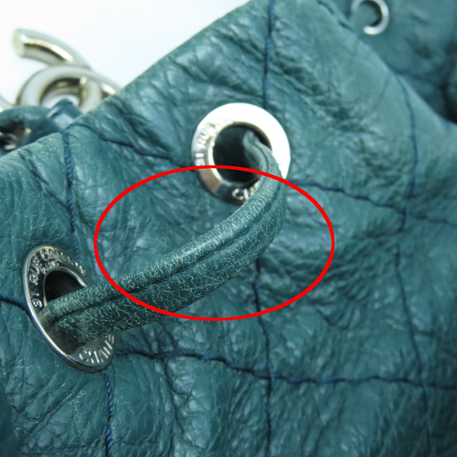 CHANEL 【激減優惠】菱格牛皮皮革Shoulder Bag銀扣肩背袋綠色