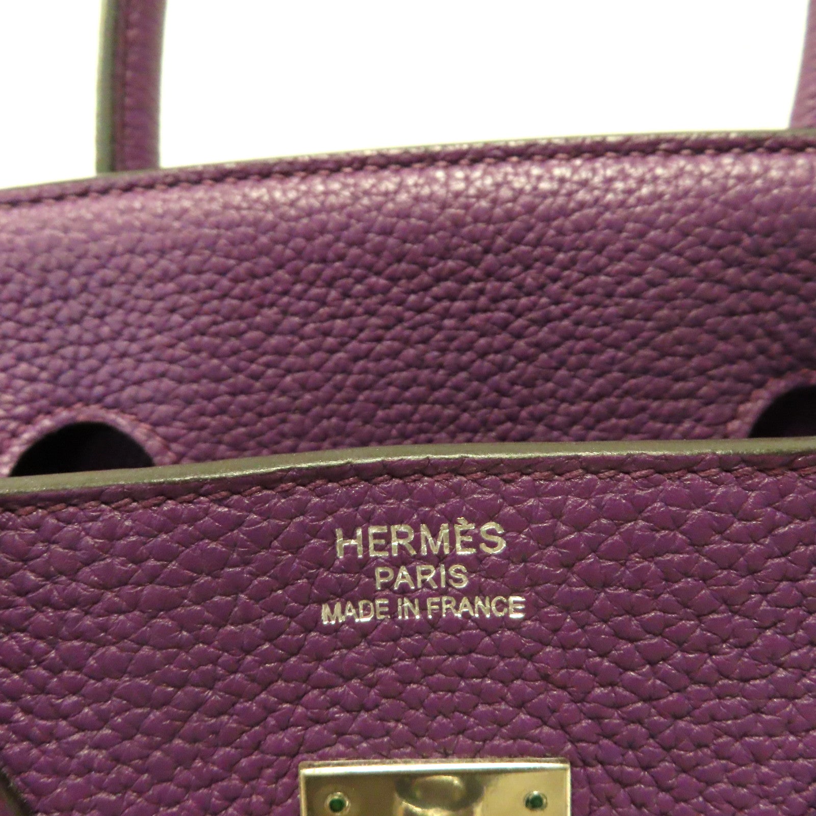 HERMES Togo皮革Birkin 35銀扣手挽袋紫色