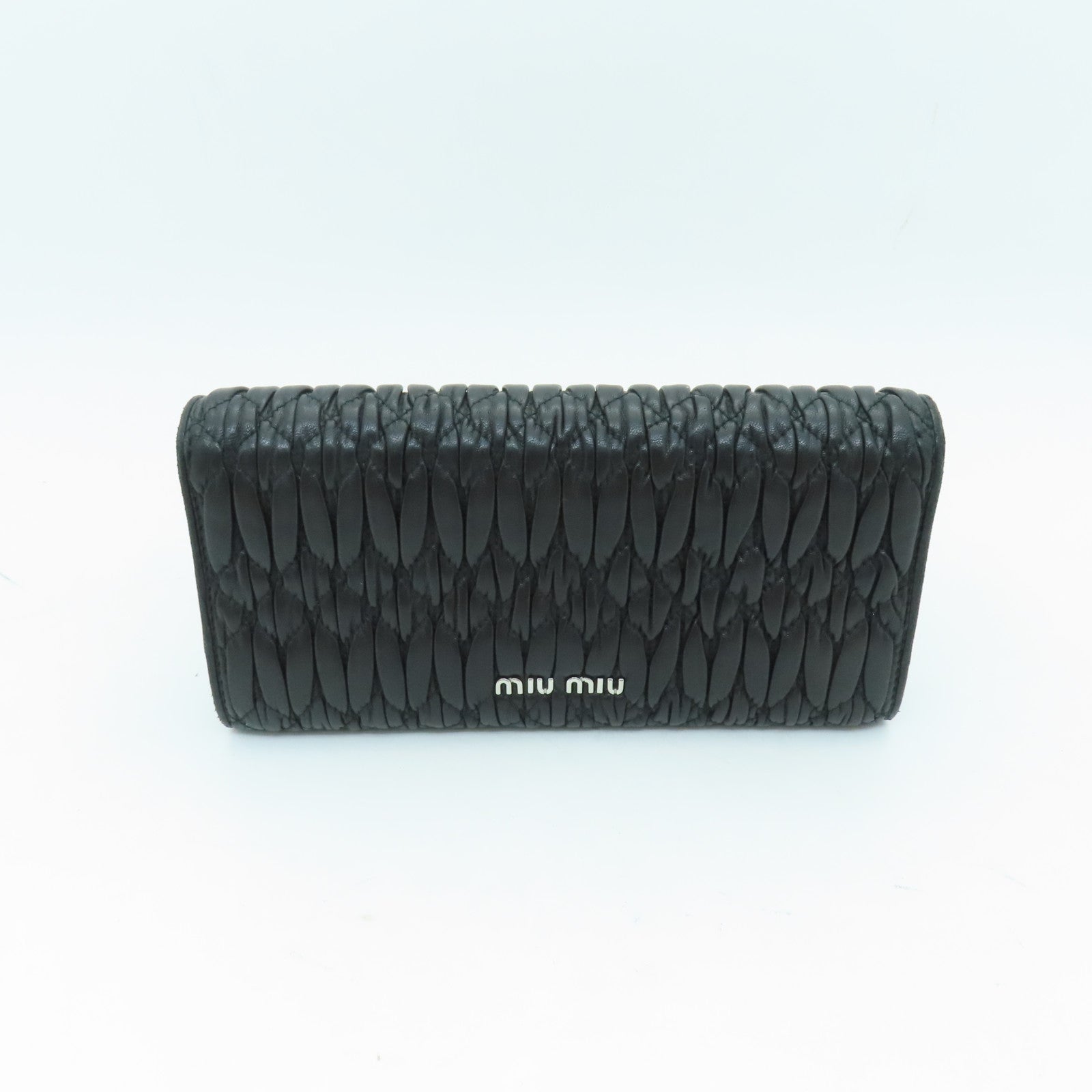 Miu Miu 羊皮皮革Long Wallet銀扣長錢包黑色