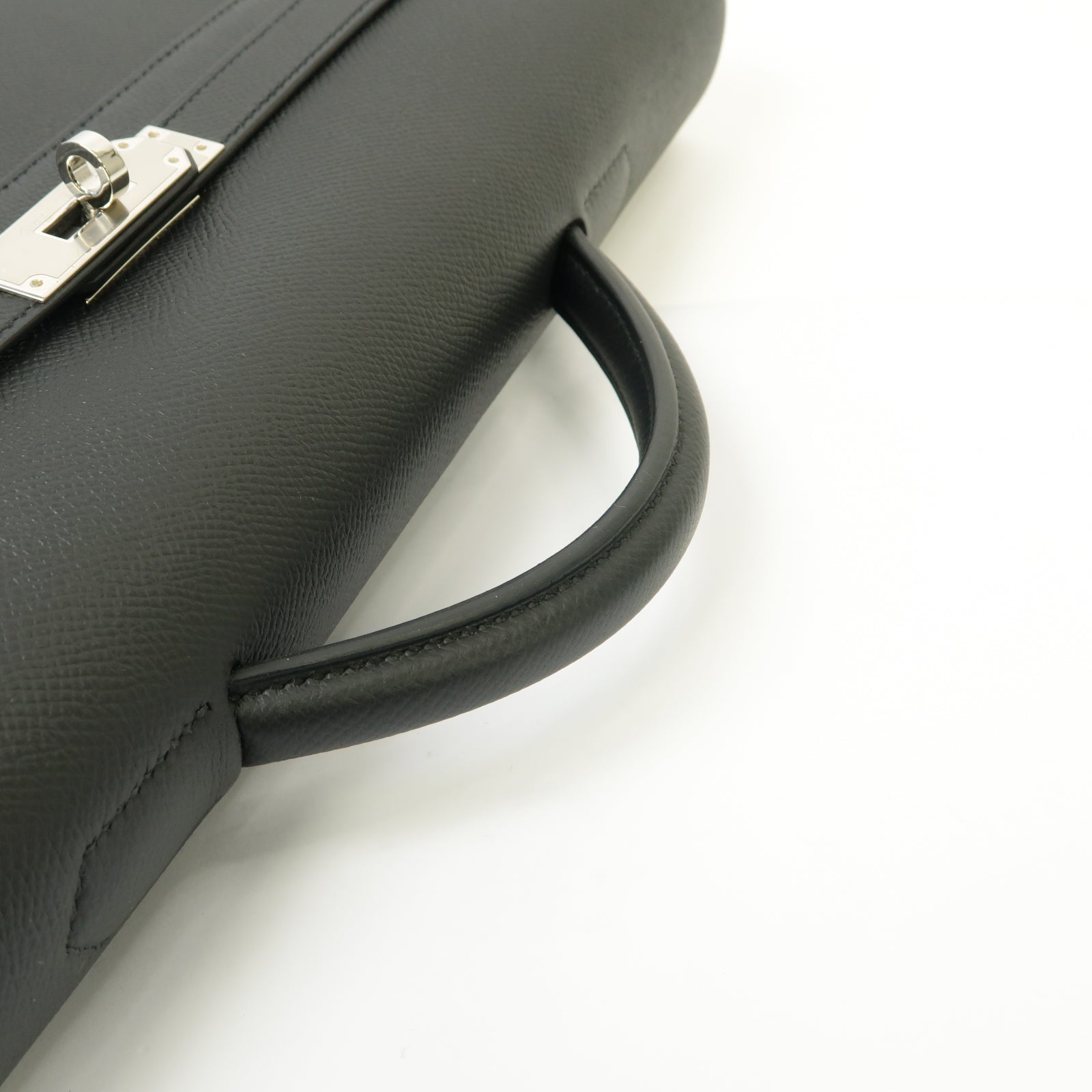 HERMES Epsom皮革Kelly Depeches 36 Briefcase銀扣公事包黑色