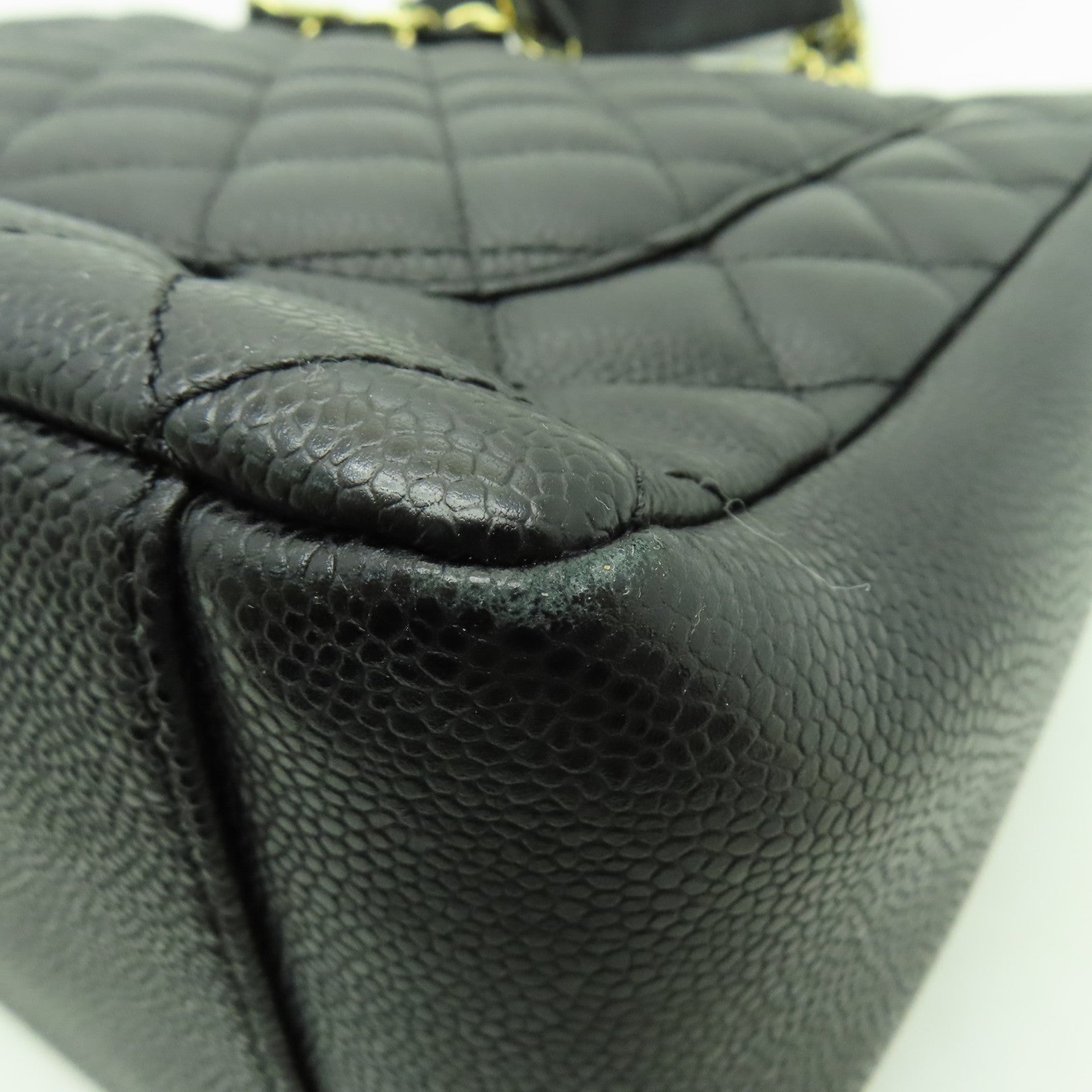CHANEL 菱格Caviar皮革GST金扣肩背袋黑色